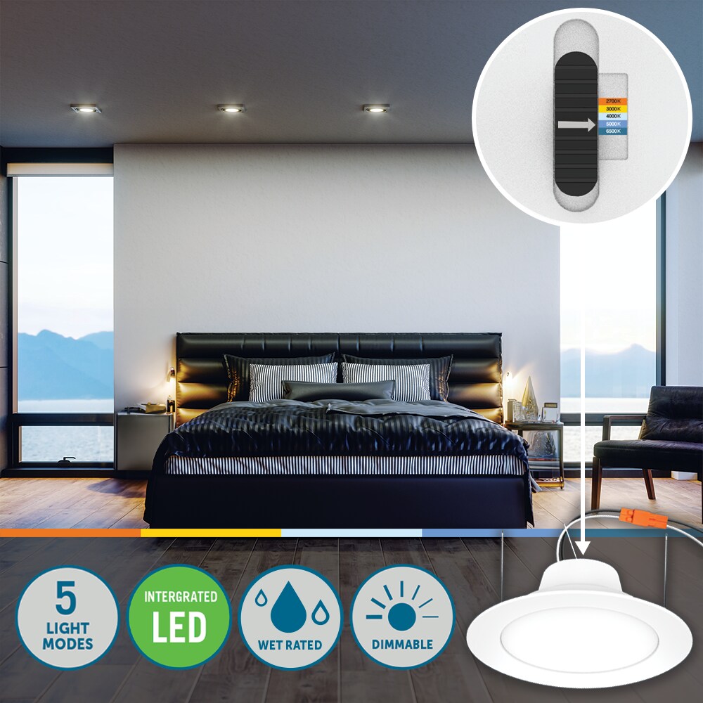 Utilitech Retrofit Kit White 5-in or 6-in 925-Lumen Switchable White Round Dimmable LED Canned Recessed Downlight