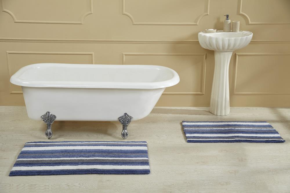 Better Trends BAEL2440BLMU Elixir Bath Rug 40-in x 24-in Blue Multi Cotton Bath Rug