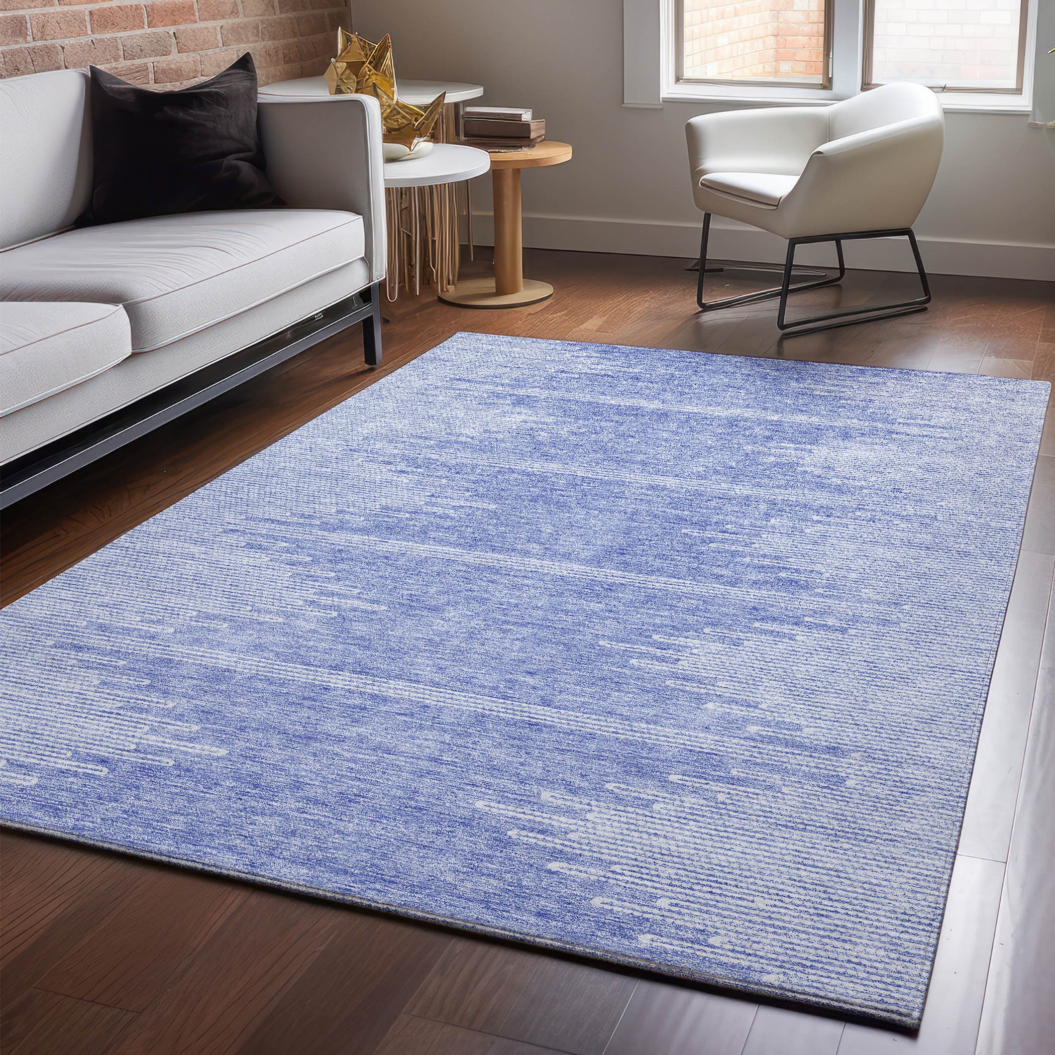 Addison Rugs AMF647DN9X12 Mayfield AMF647DN 9 x 12 (ft) Loomed Polyester Denim Rectangular Indoor Geometric Machine washable Area rug
