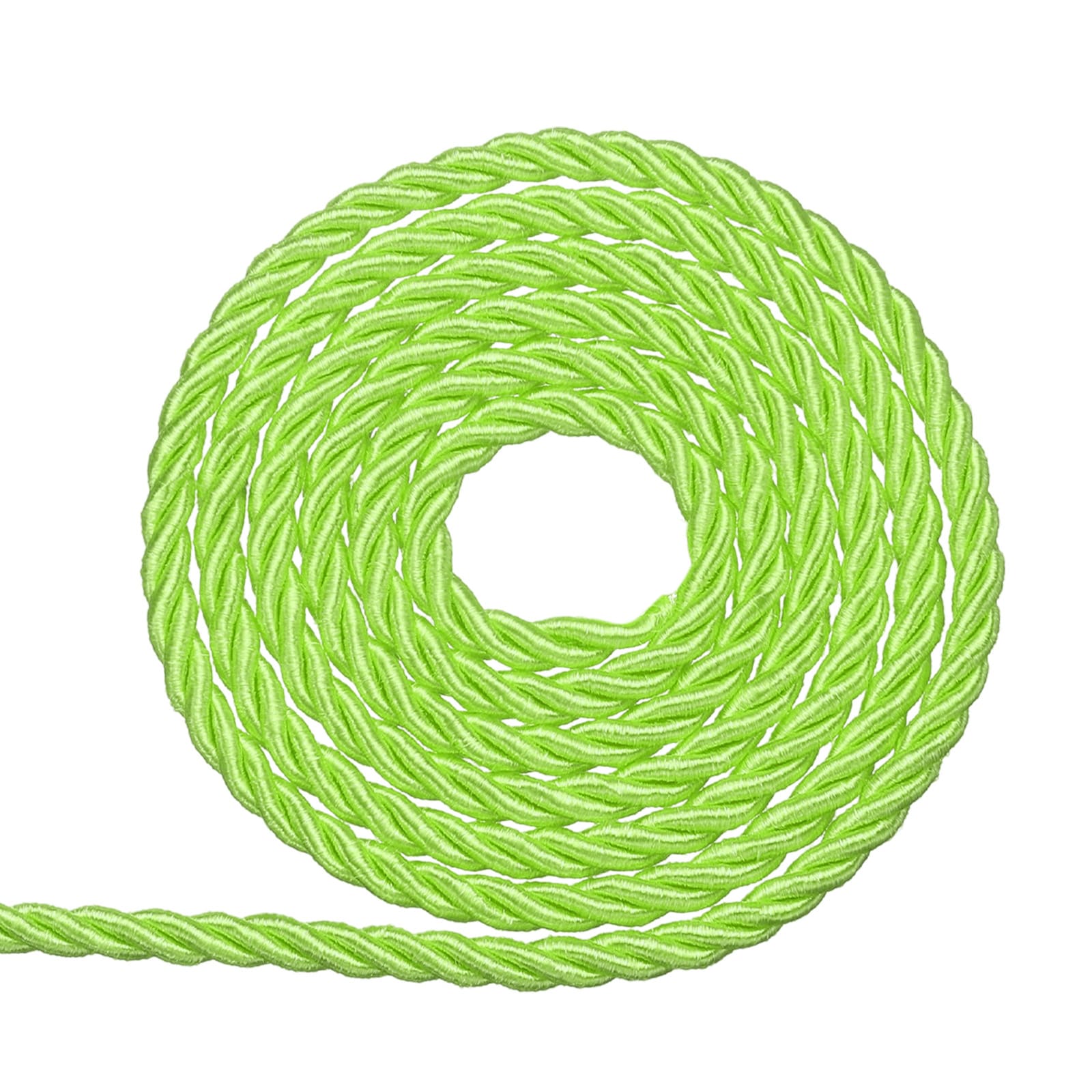 Unique Bargains Twisted Cord Trim 3mm/11 Yard Trim Cord Rope 3-Ply Polyester Silk Twine Braided Rope for Home Decor Graduation Bright Green #S26050900UX3555