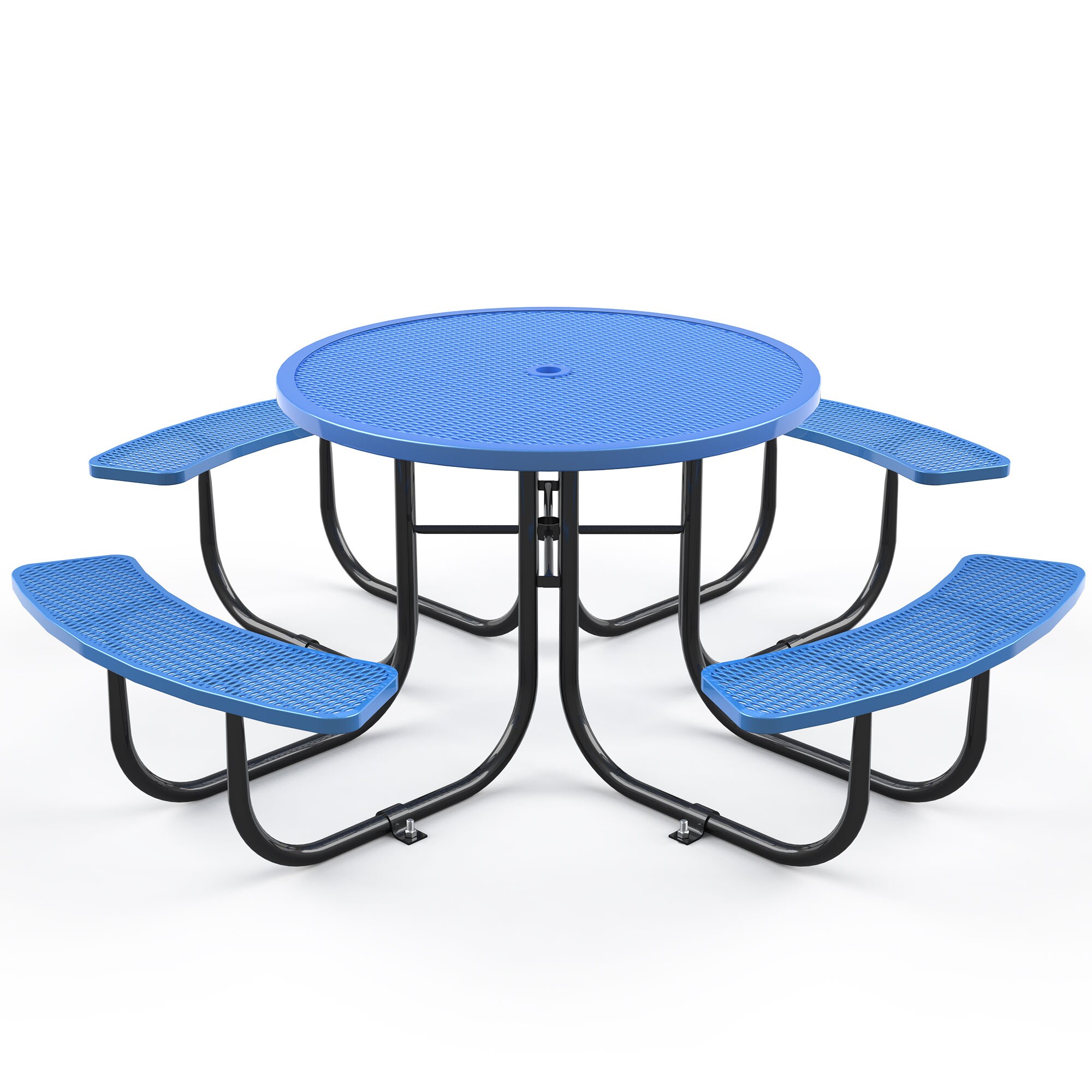 SINOFURN SYA020380GY 46-in Blue Steel Round Picnic Table