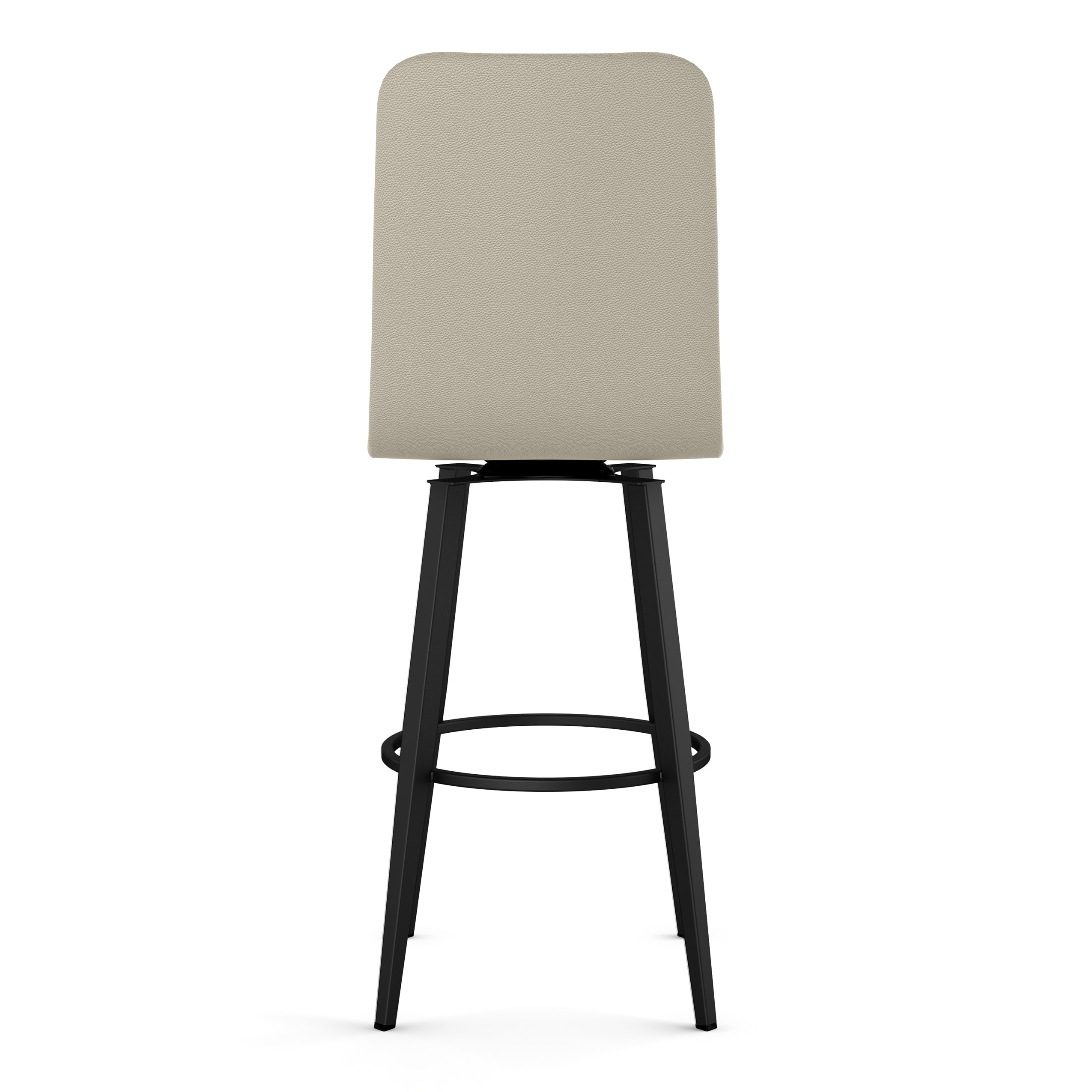 Greige Faux Leather Swivel Counter Stool with Black Metal Frame