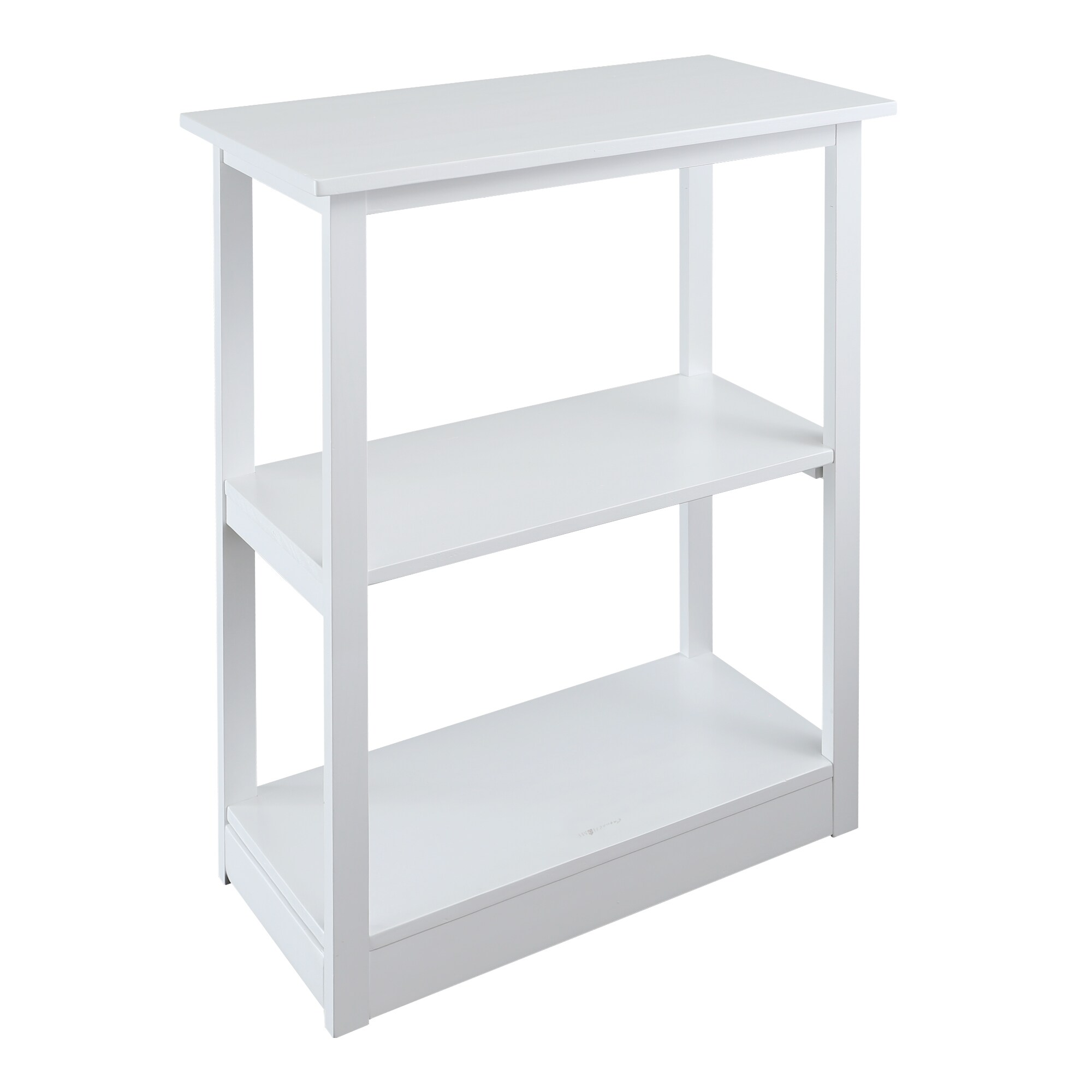 Adams White Solid Pine 3-Shelf Bookcase with Concealed Drawer