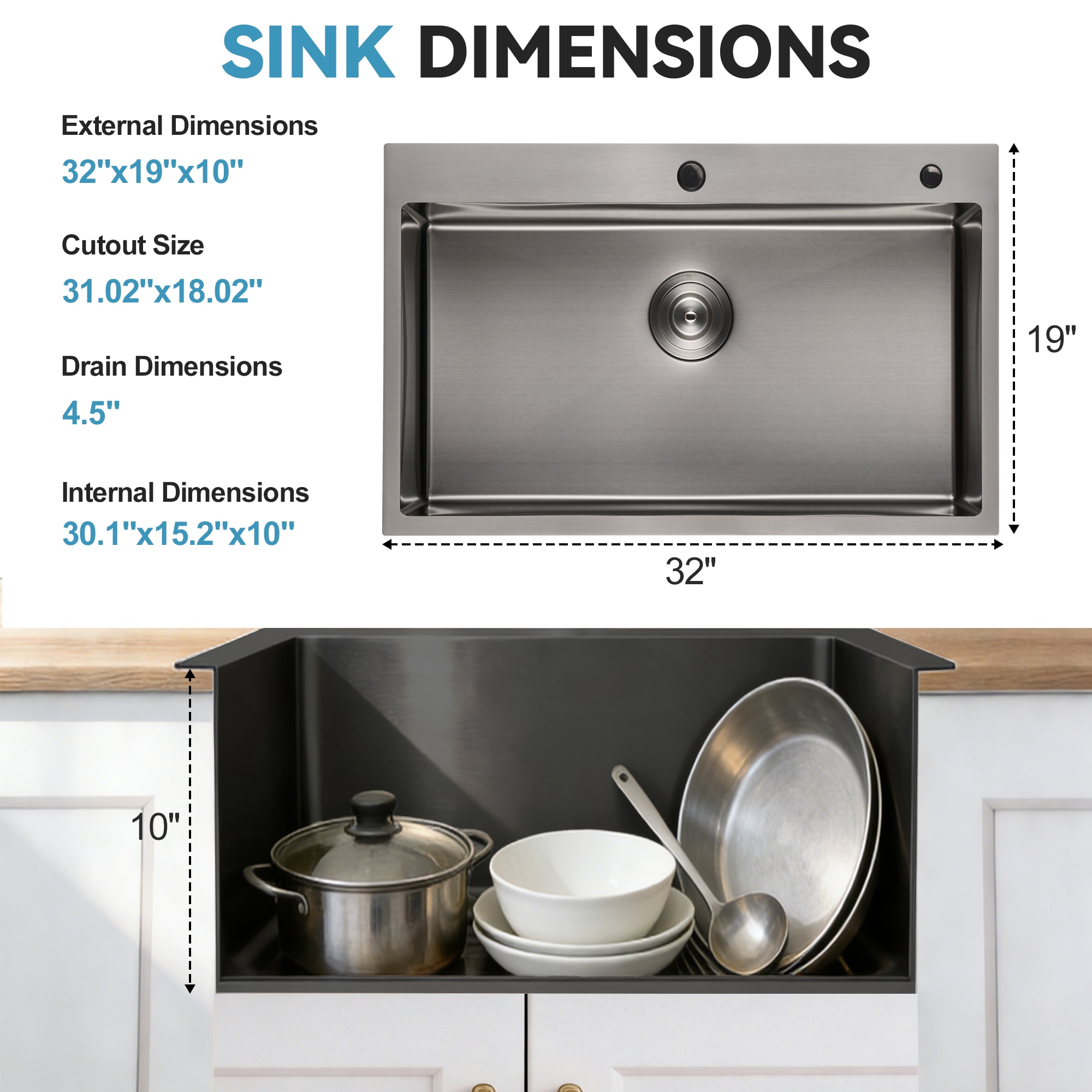 Trivework AQKS01-BL-321908-DZ Kitchen-Sinks - View #3