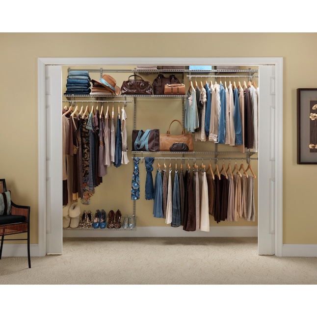 ClosetMaid ShelfTrack 5-ft to 8-ft x 13-in Satin Nickel Wire Closet Kit ...