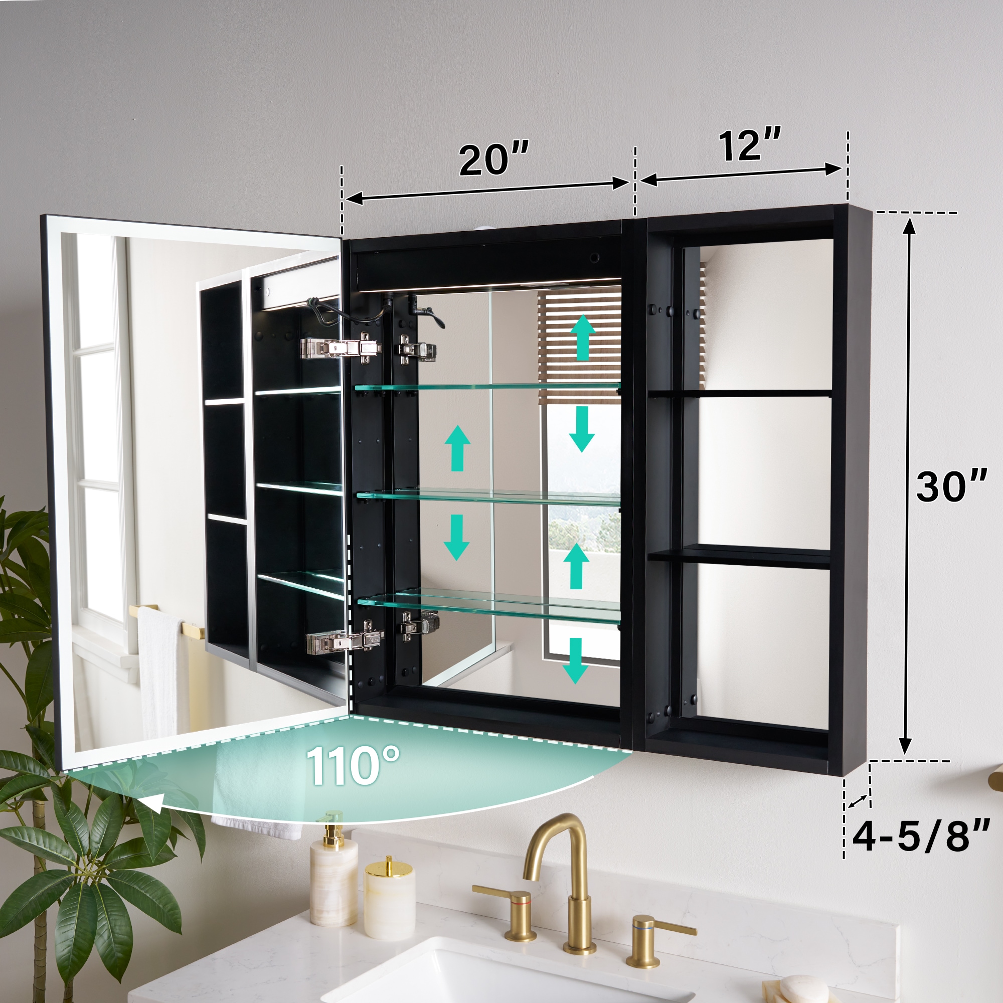 WELLFOR W12MCL2030L-MC Bathroom-Medicine-Cabinets - View #12
