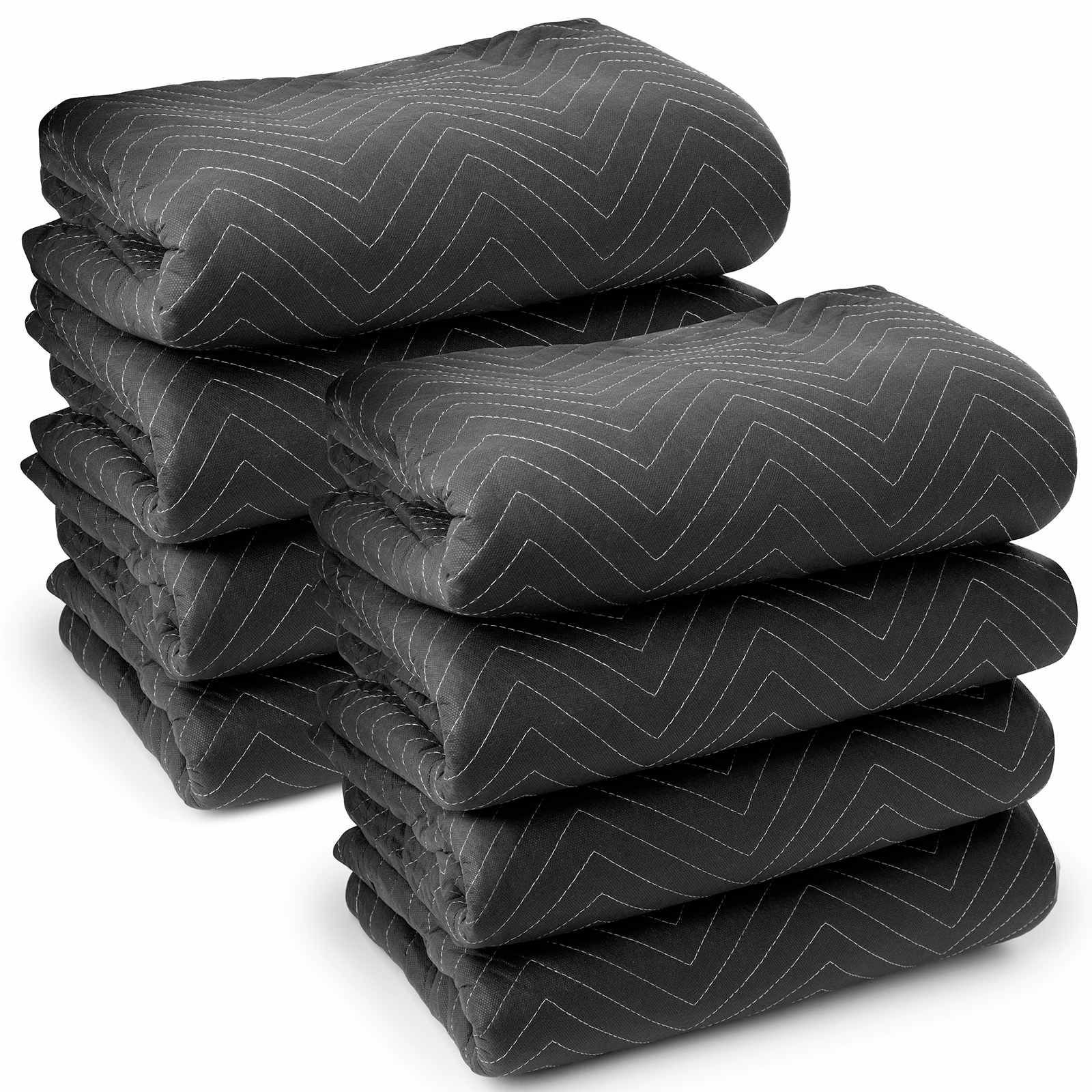 Sure-Max 8pk - 80 x 72-in Thick Moving and Packing Blankets - Black #BLANKET-P65-8.
