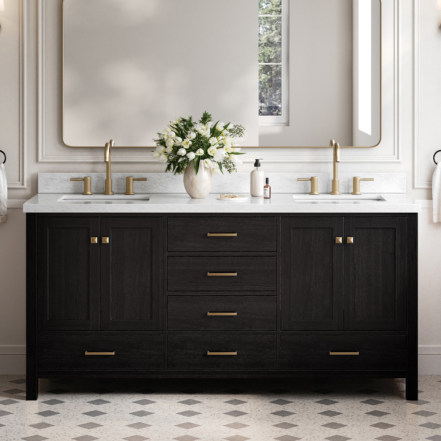 ARIEL Cambridge Undermount Single and Double Sink Bathroom Vanity with Marble or Quartz Top
