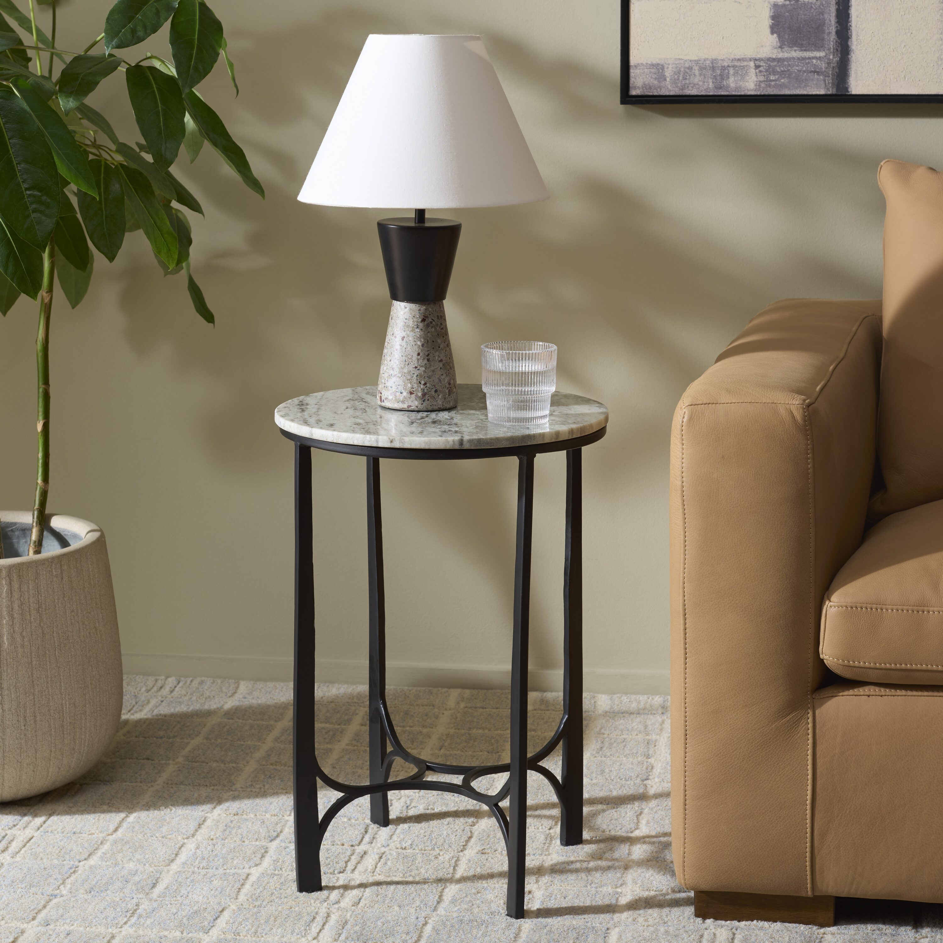 Safavieh  Eliza Marble Top Accent Table/Black/Gray