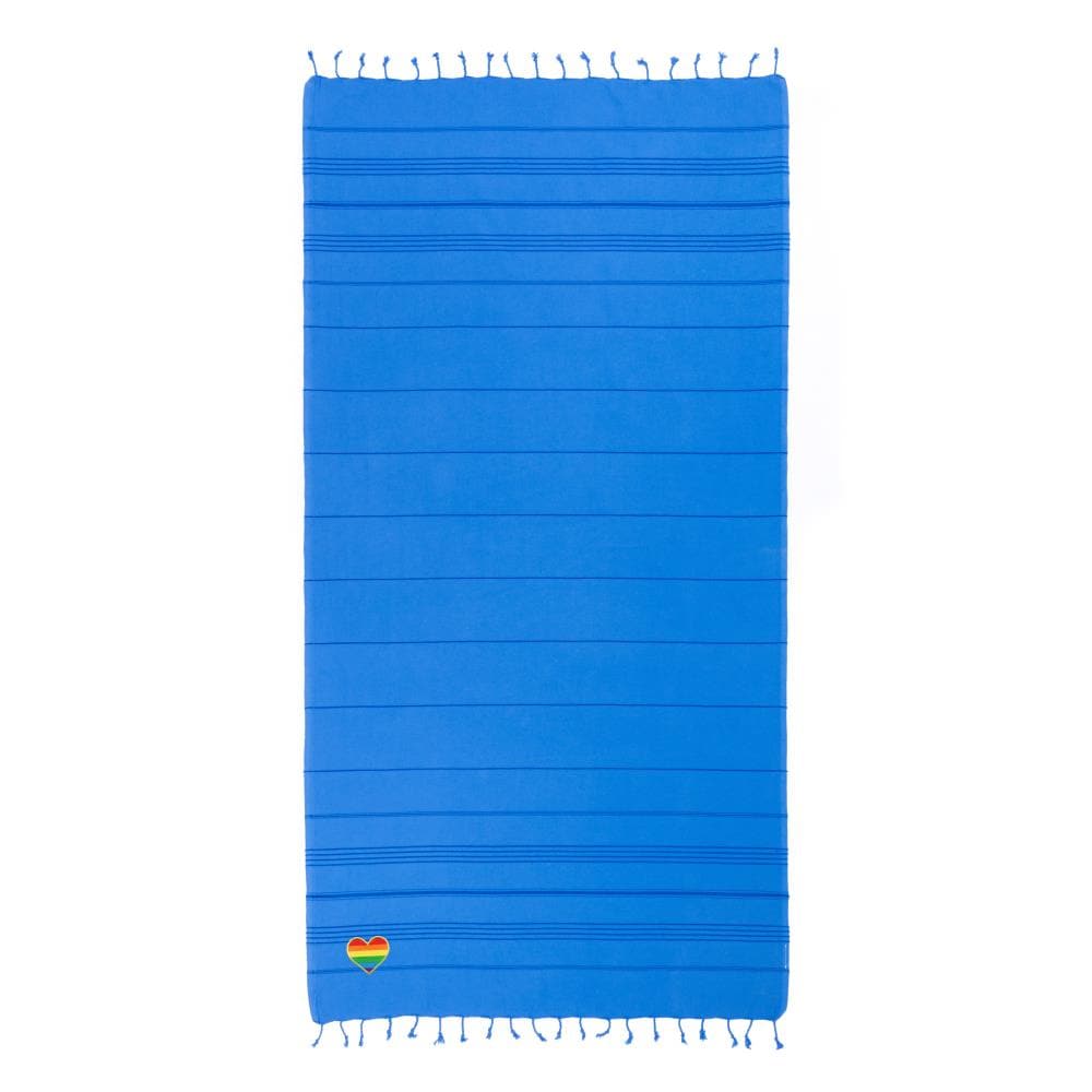 Linum Home Textiles SMR50-HRT Royal Blue Turkish Cotton Quick Dry Beach Towel (Summer Fun- Rainbow Heart)