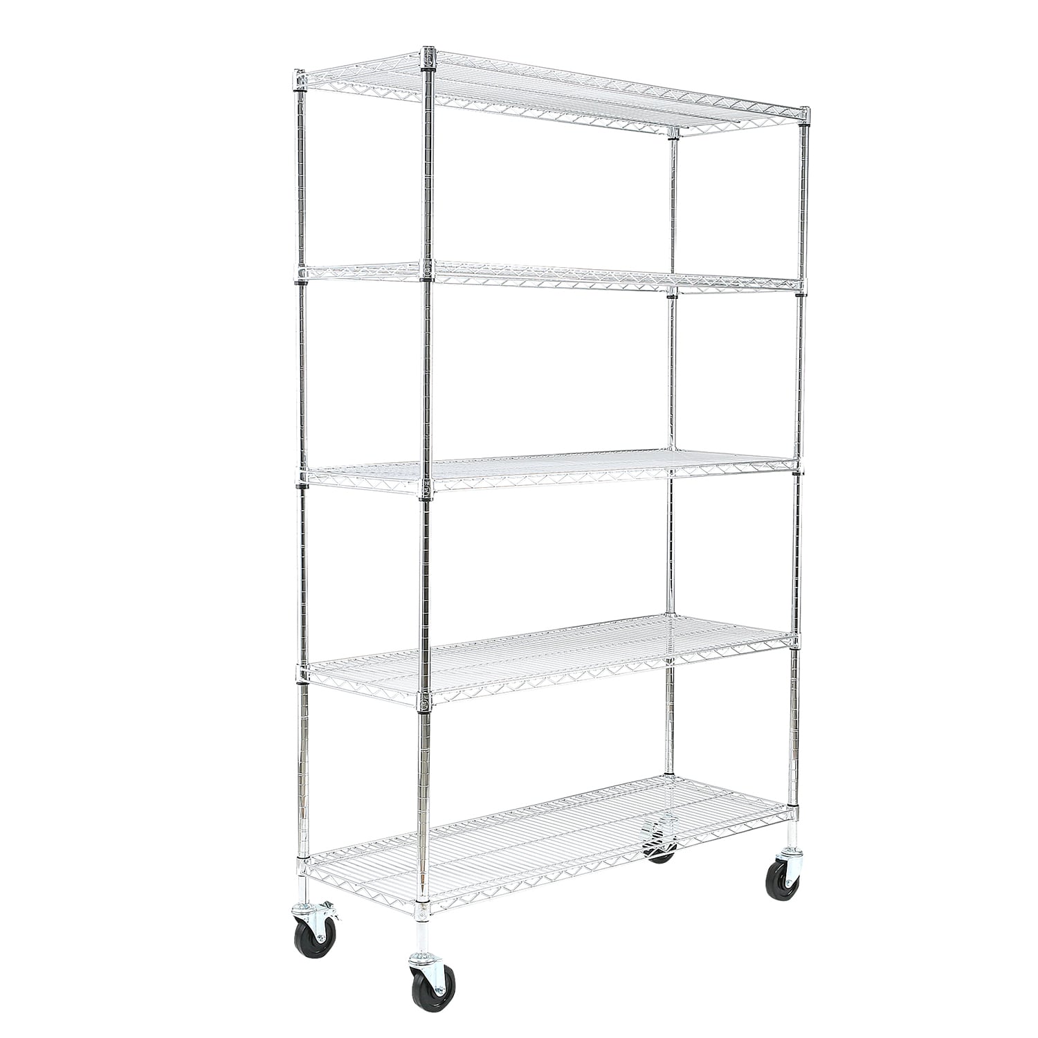 EFINE RS68-5C  Steel Heavy Duty 5 -Tier Utility shelving unit ( 48-in W x 18-in D x 72-in H ) ( Chrome , ( 500-lb lbs. Capacity Per Shelf )