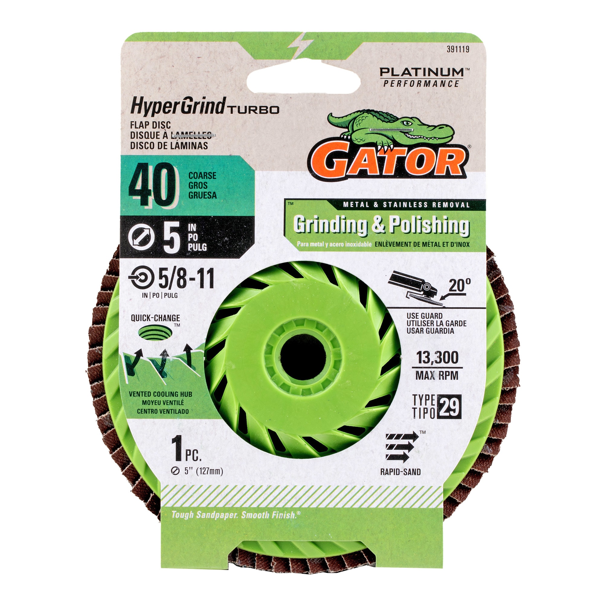 Gator 391119 HyperGrind Zirconia alumina 40 -Grit Disc Sandpaper