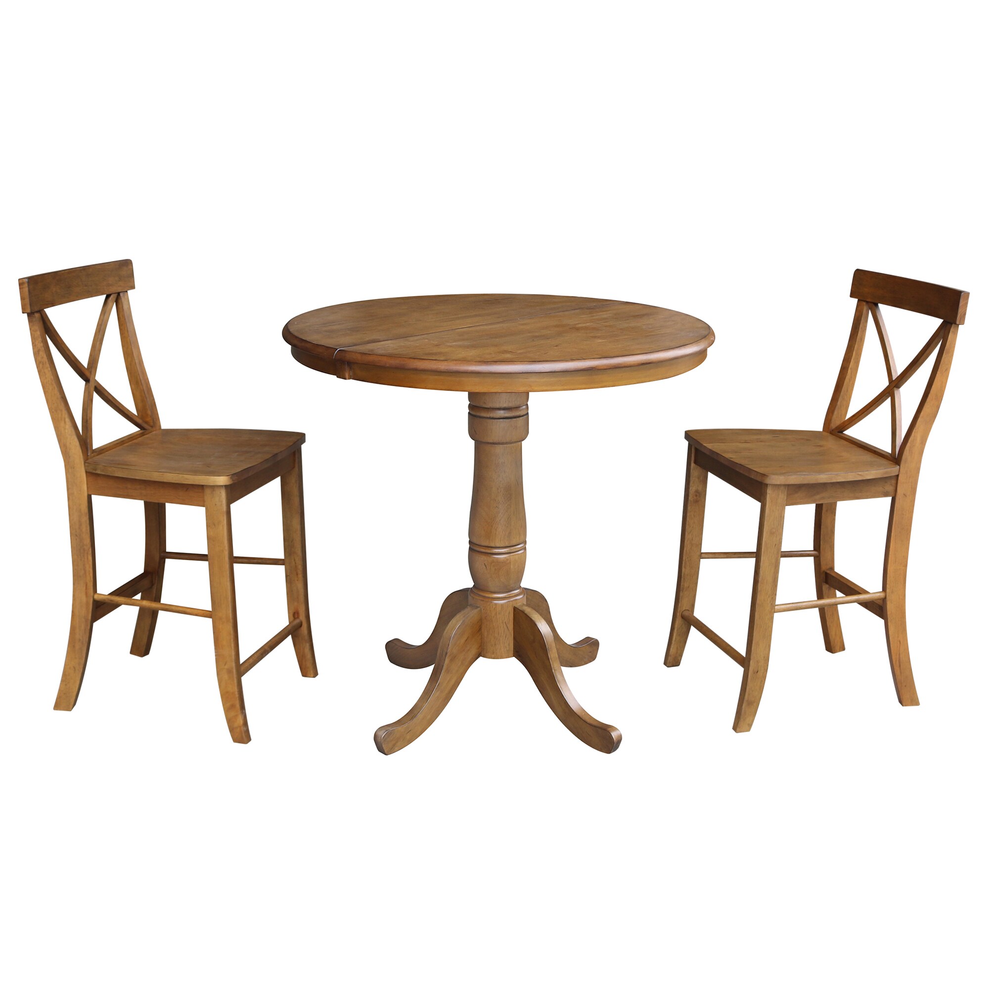 International Concepts K59-36RXT-6132-2 Pecan Traditional Dining Room Set with Round Table (Seats 2)