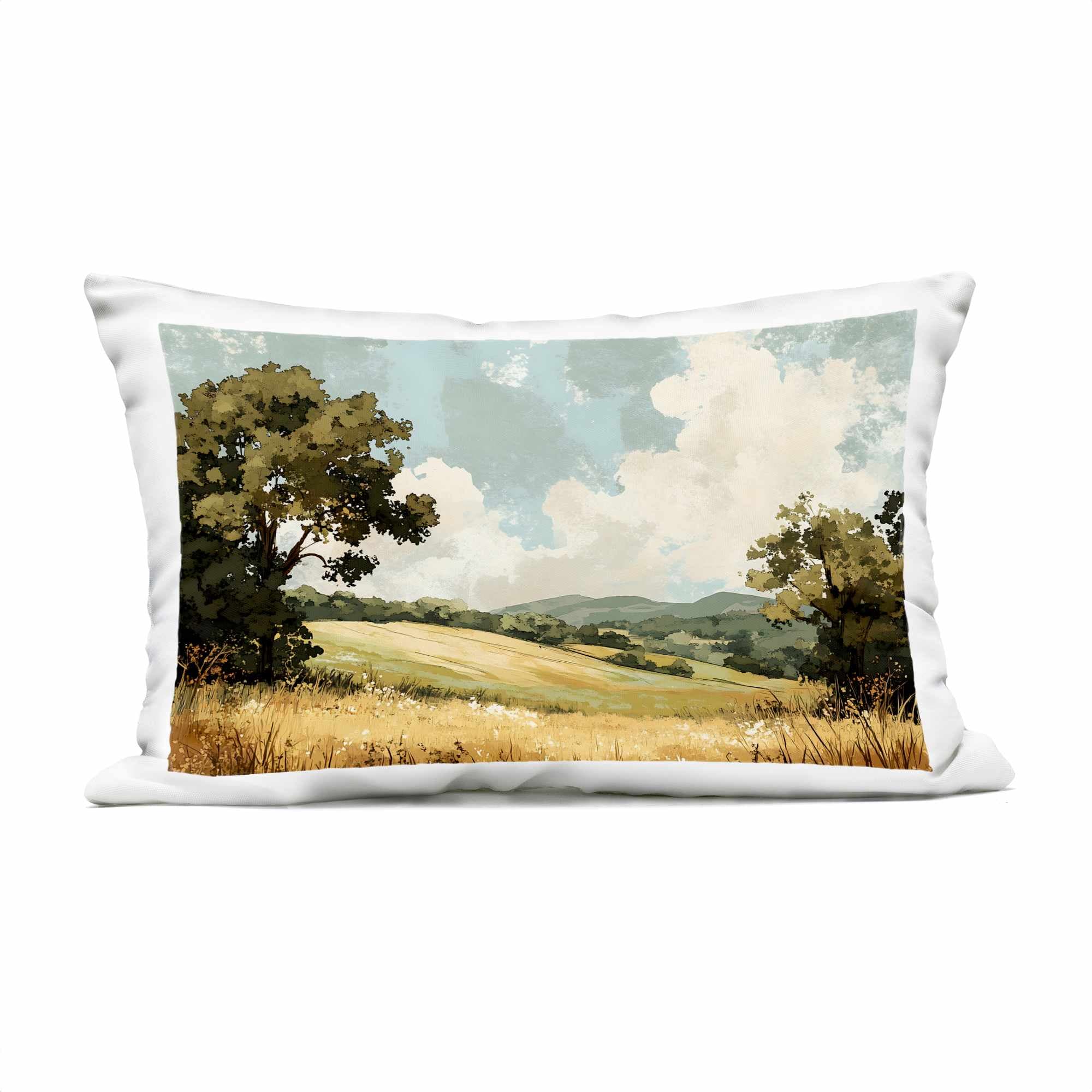 Stupell Industries PLP-976-ORC-14X20 Peaceful Meadow with Overhanging Clouds Outdoor Printed Pillowdesign by LSR Creative Studio 14 x 20