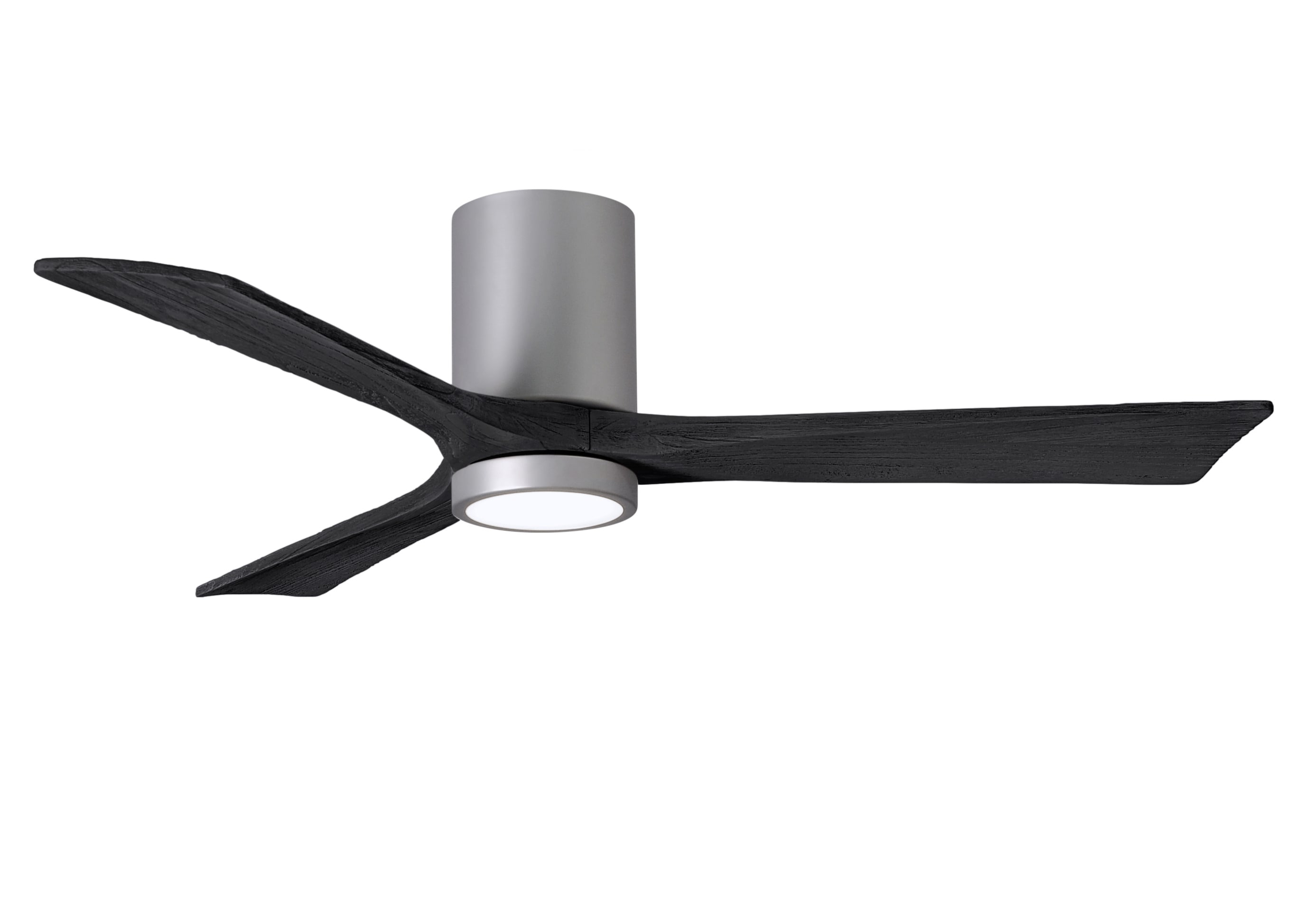 Matthews Fan Company IR3HLK-BN-BK-52 Irene-3HLK 52-in Color-Changing Integrated LED Outdoor Flush Mount Brushed Nickel with Matte Black Blades Ceiling Fan With Light - Remote Included ( 3 -Blade )