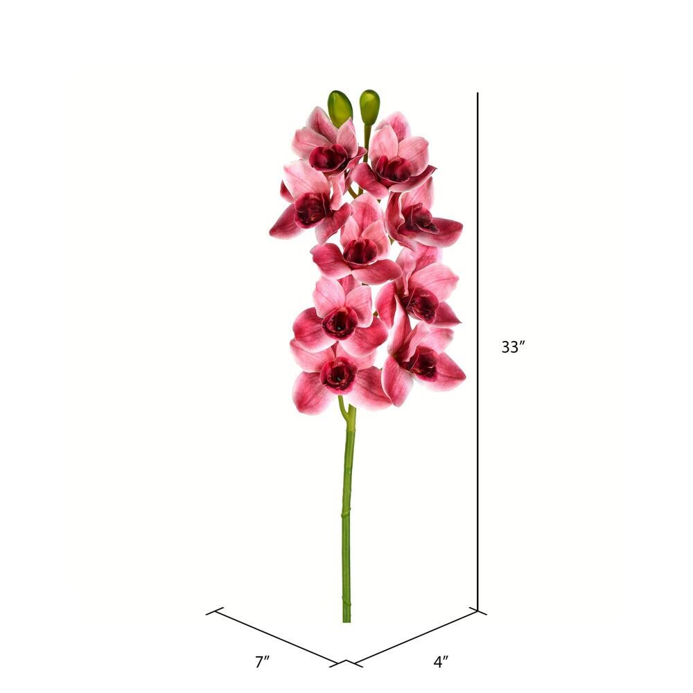 TWO 33" Cymbidium Orchid Silk Flower Artificial Plant L 
