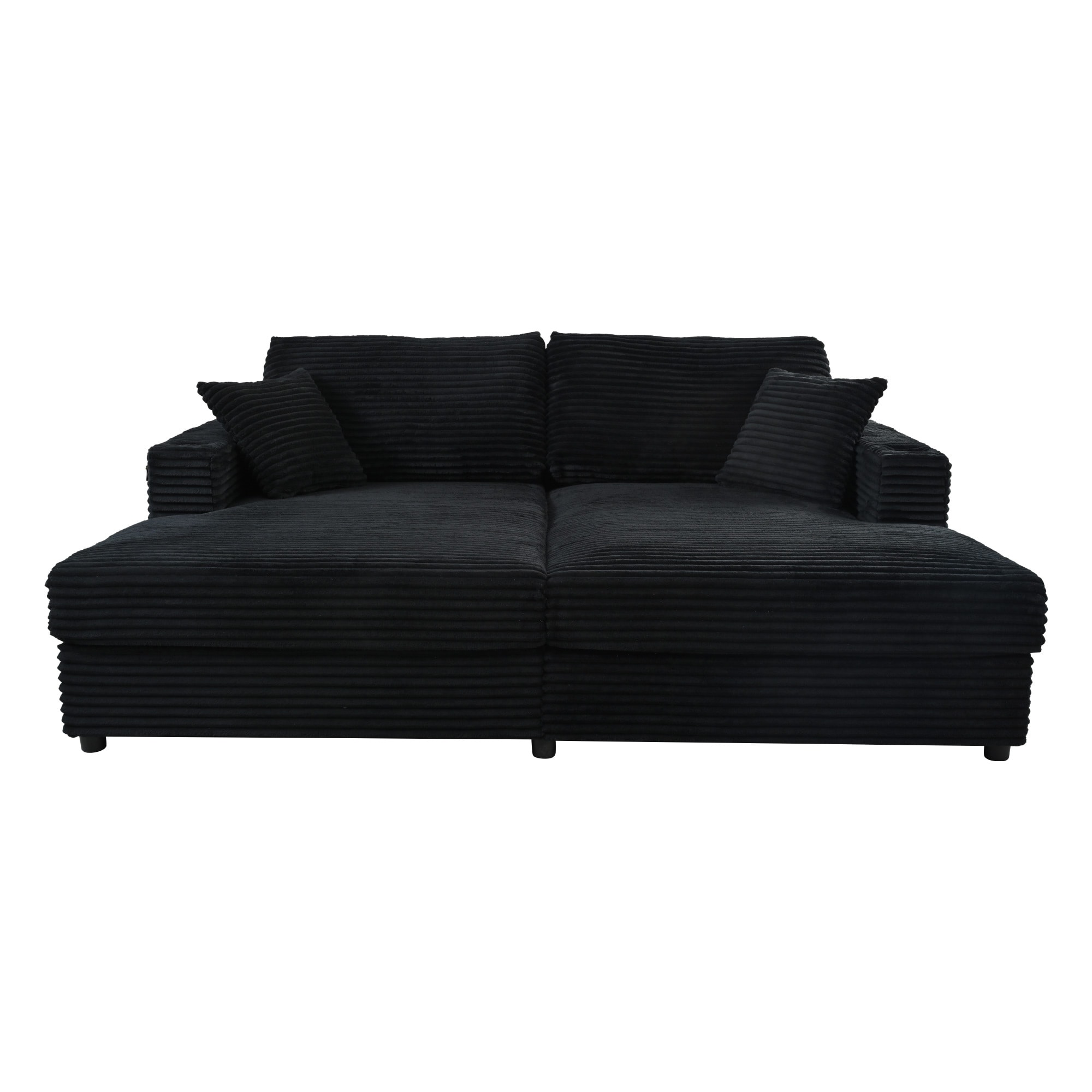 Bybafun 86.5-in W Casual Black 2-seater Reclining Storage Sofa
