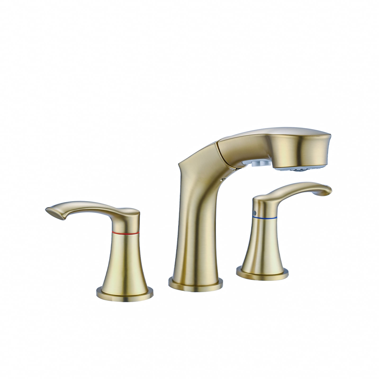 WELLFOR GIS1224P185049 Gold Widespread 2-handle Mid-arc Commercial/Residential Handle Bathroom Sink Faucet