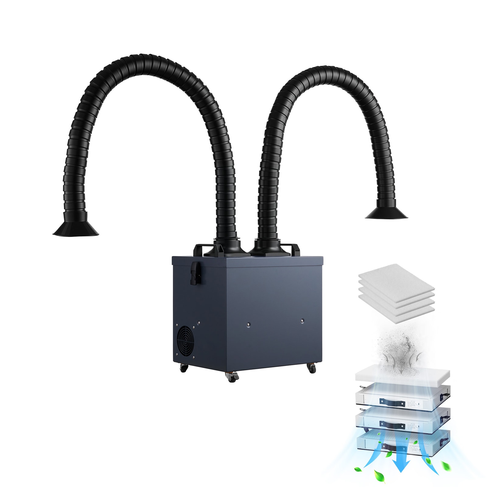 VEVOR PYJQDDY360LF5JO5YV1 Soldering Fume Extractor with Dual Hoses 10 -Speed Gray Activated Carbon Air Purifier (Covers: