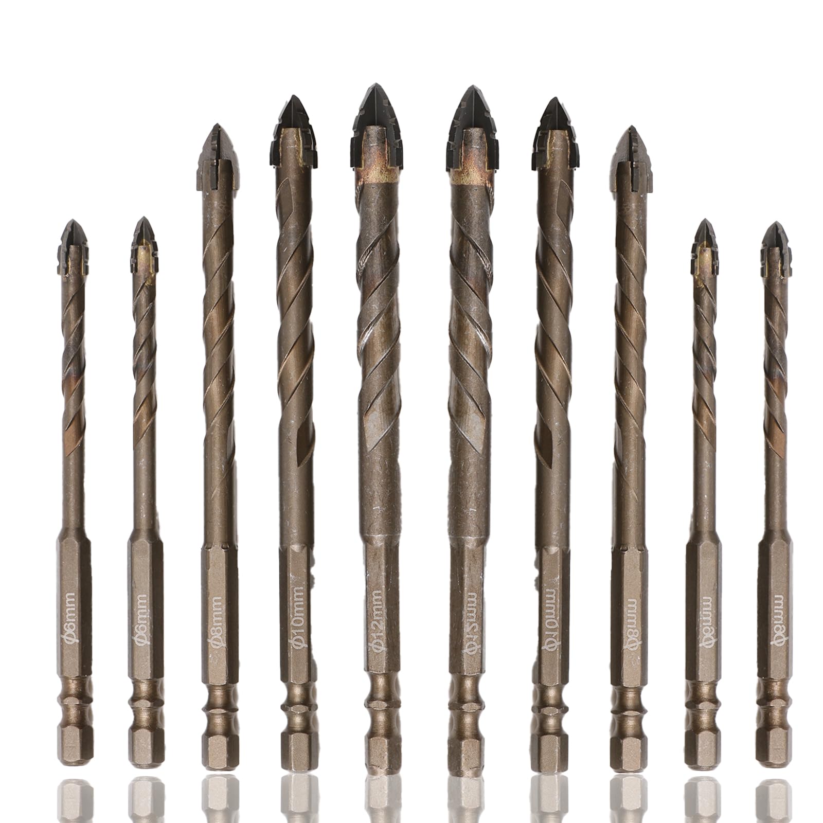SenQWFa  Four Edged Serrated Eccentric Drill Bit Set 10 Pack for Stone Glass Concrete Wood Brick Metal durable home and garden accessory designed