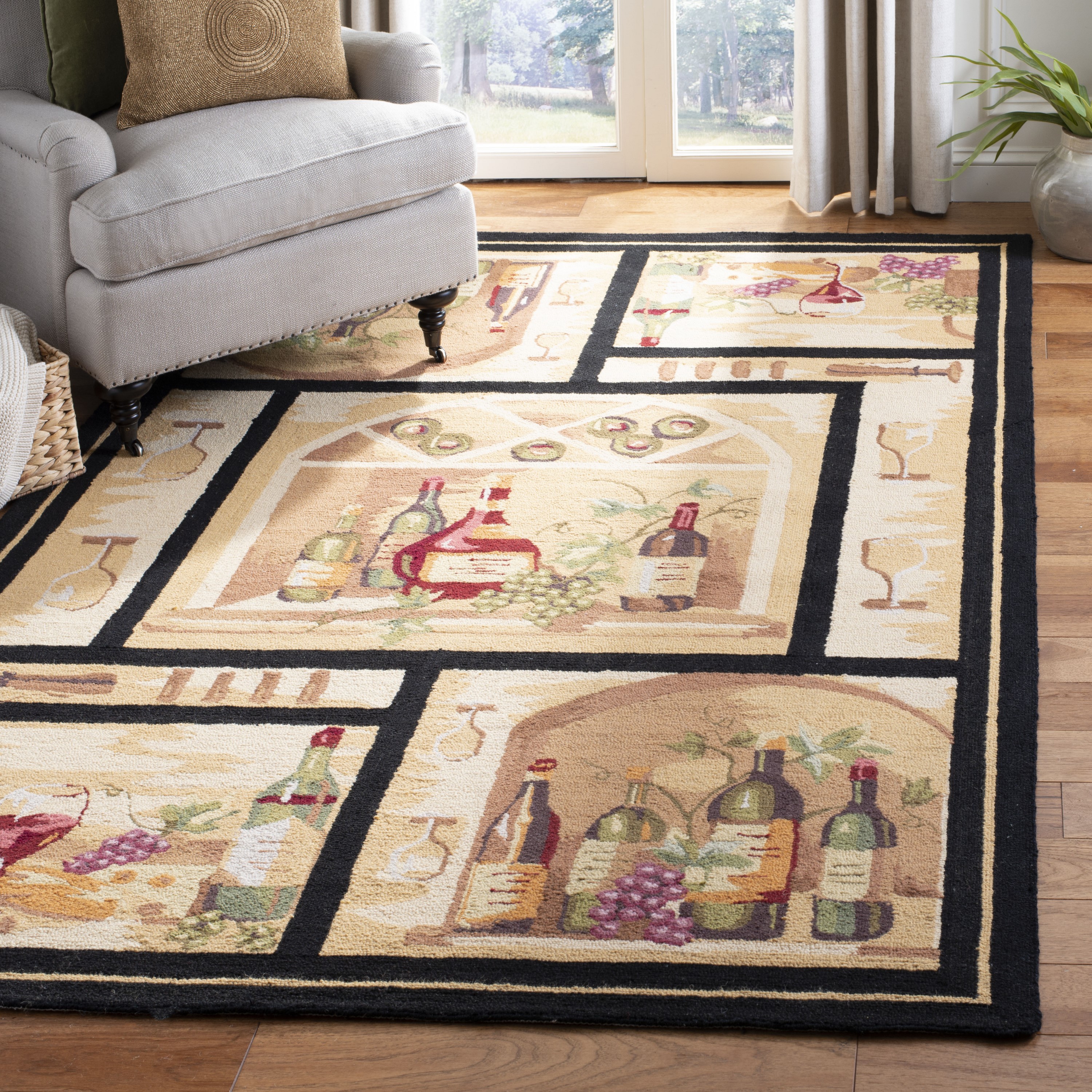 Safavieh HK254A-4 Chelsea Vino 4 x 6 (ft) Hooked Wool Gold/Multi Rectangular Indoor Floral/Botanical Area rug