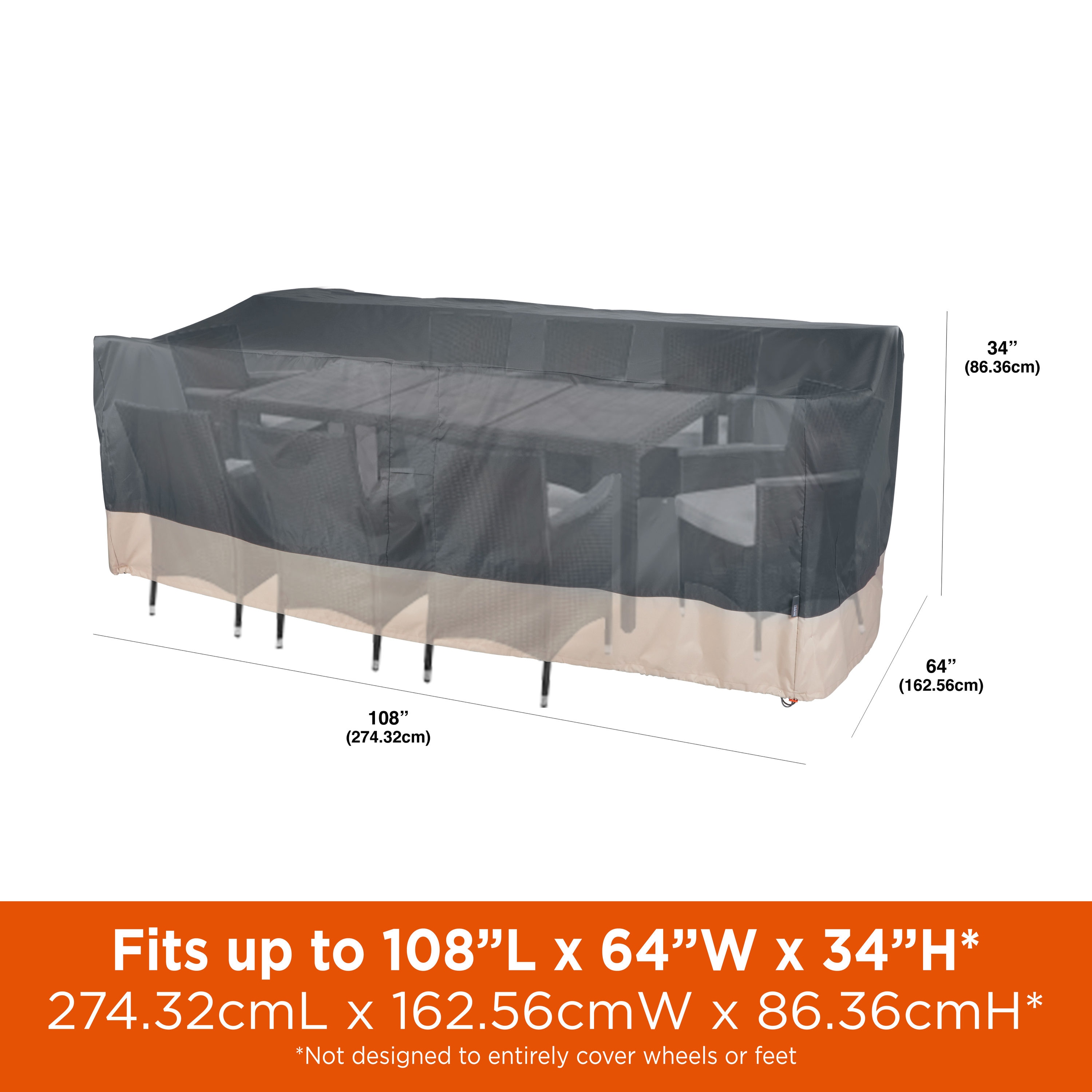 Gray and Beige Weather-Resistant Patio Table & Chair Set Cover