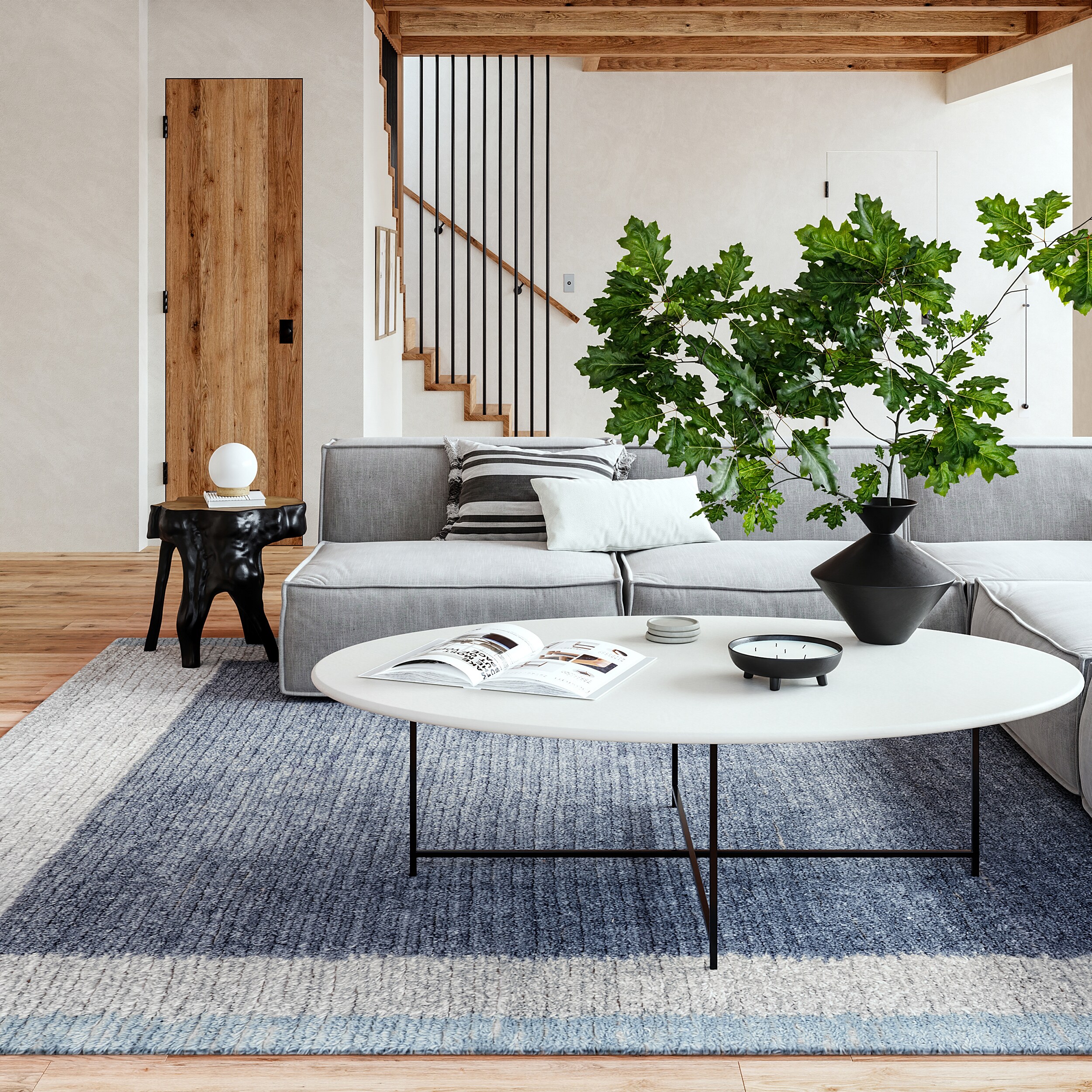 nuLOOM 200SVOH04A-406 Eugene Colorblocked Wool 4ft. x 6ft. Grey Area Rug