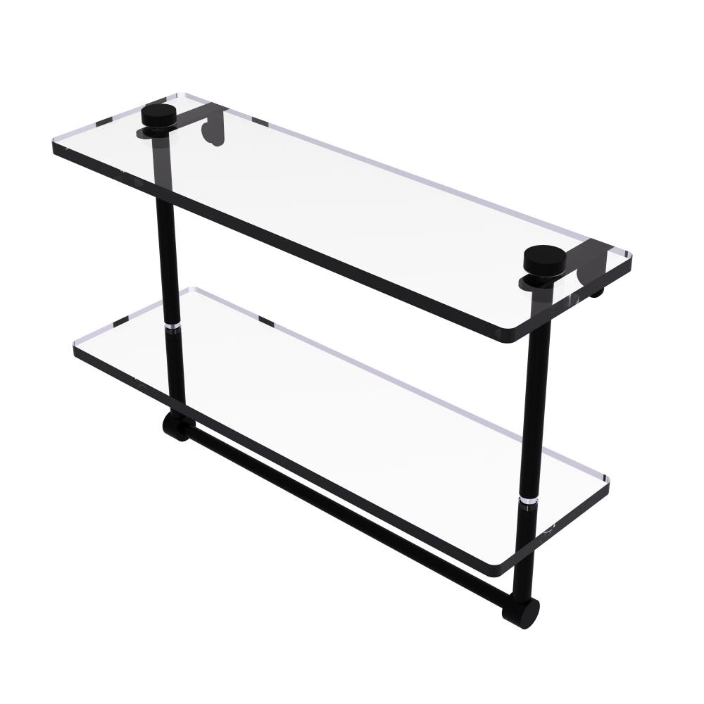 Allied Brass NS-2/16TB-BKM Matte Black 2 -Tier Wall mount Bathroom Shelf ( 16-in x 12-in x 5-in )