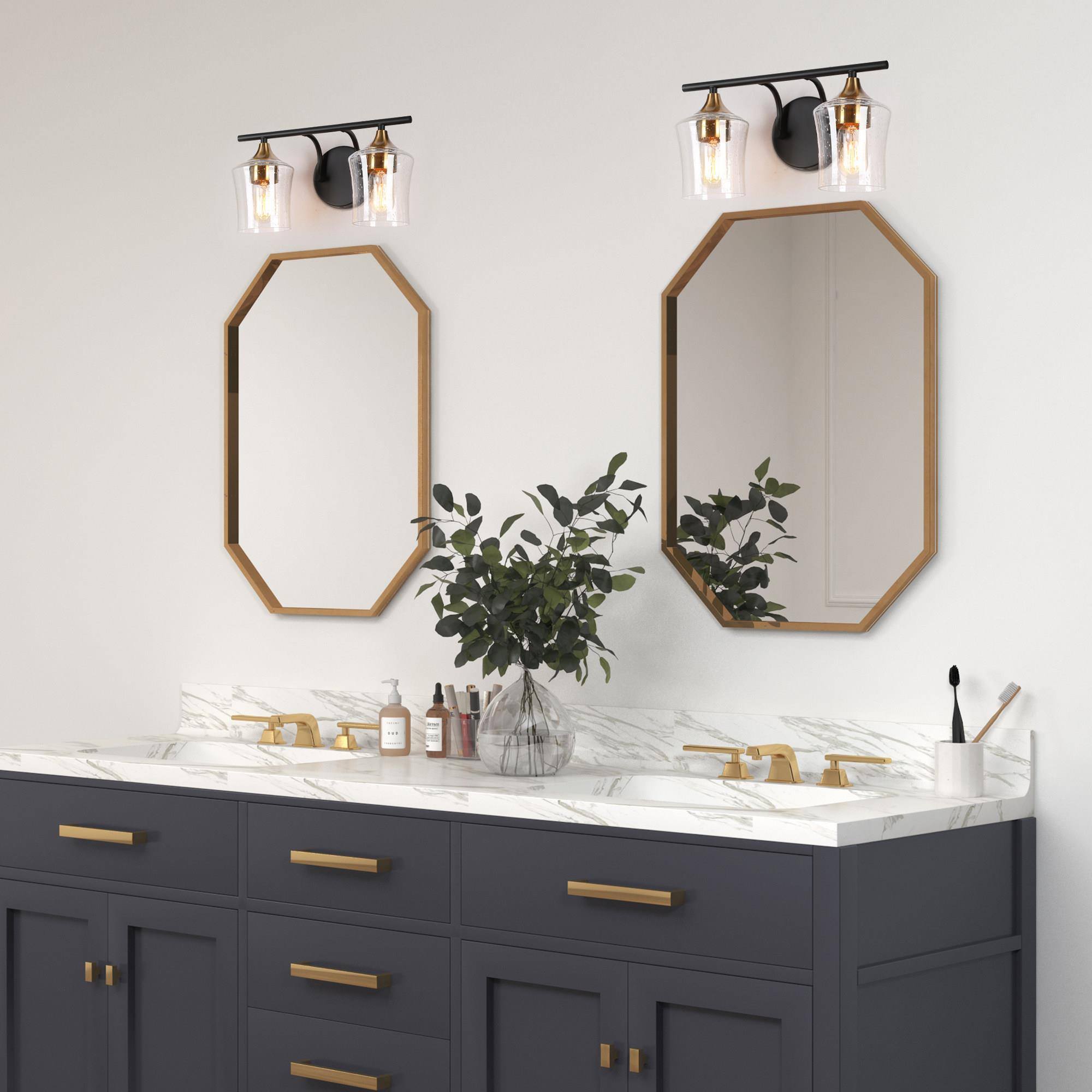 ZEVNI Artery 14-in 2-Light Matte Black LED Modern/Contemporary Vanity ...