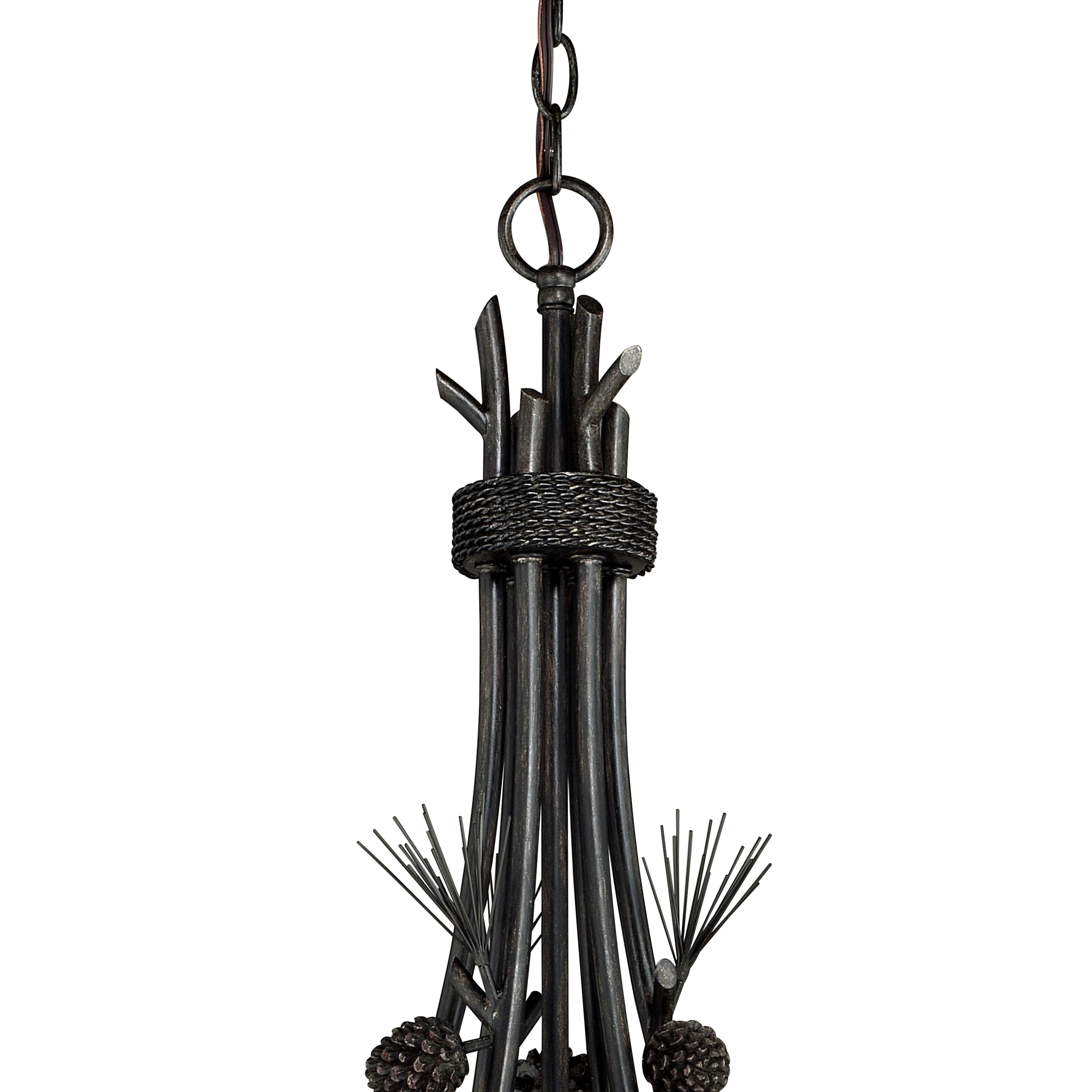 Sierra 31" Bronze Rustic Chandelier with Frosted Glass