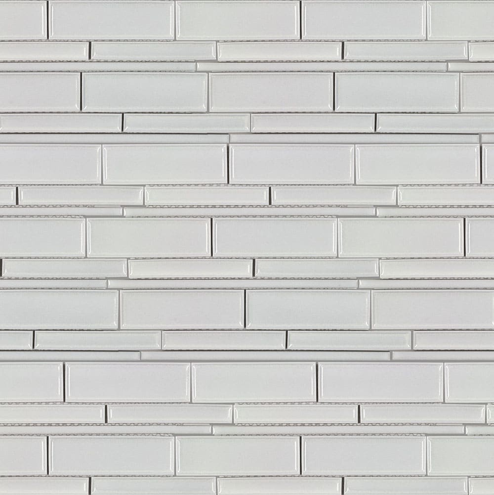 Boutique Ceramic LW0319009 Boutique White 11-in x 12-in Crackled Ceramic Linear Mosaic Wall Tile ( 0.85-sq ft Piece )