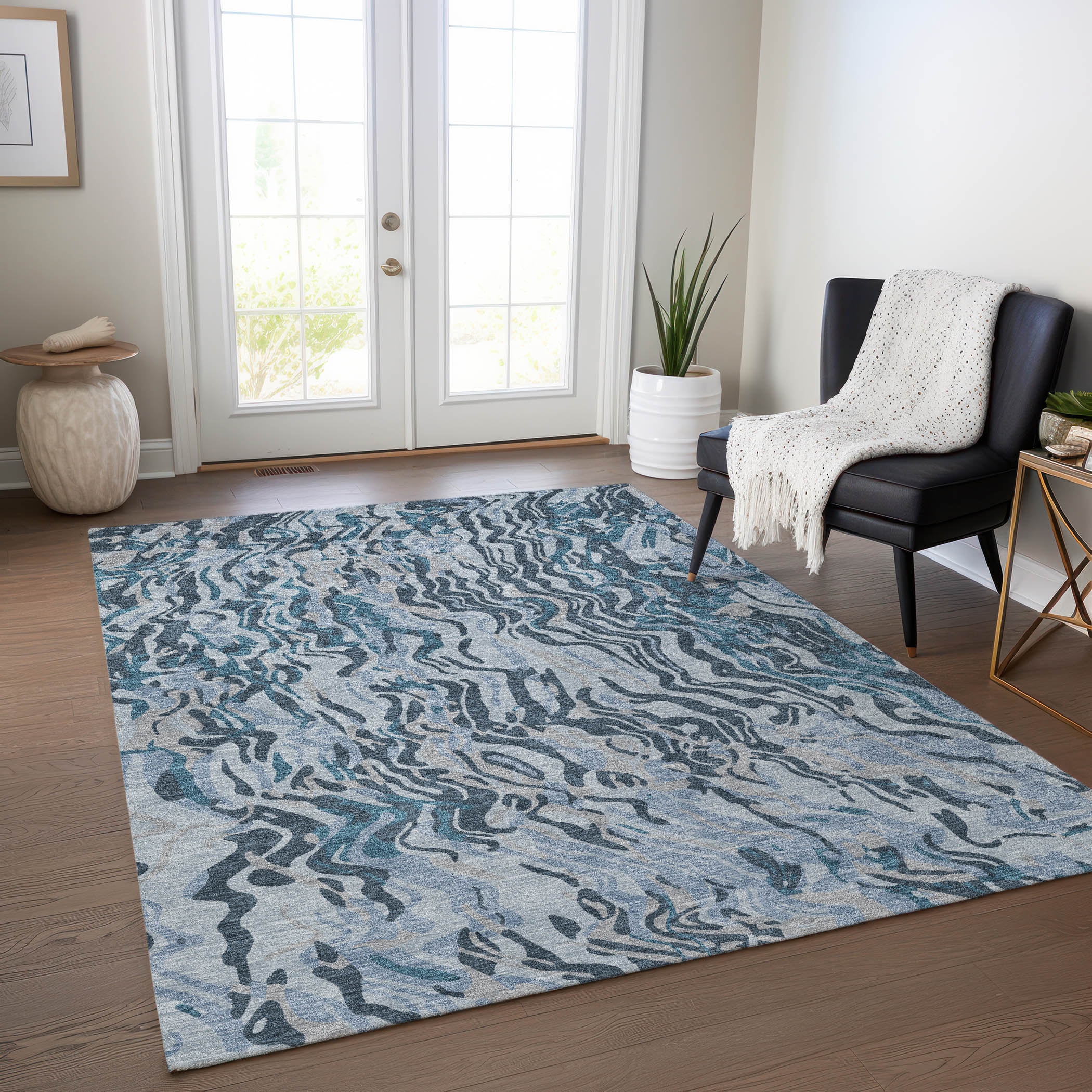 Addison Rugs ACN1038SK10X14 Chantille ACN1038SK 10 x 14 (ft) Polyester Sky Rectangular Indoor/Outdoor Geometric Machine washable Area rug
