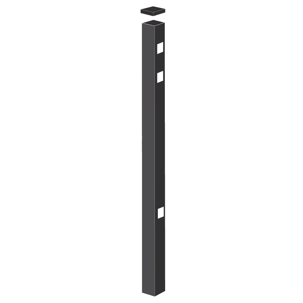 Freedom 73009250 Concord/New Haven 7-ft H x 2-1/2-in W Black Aluminum Decorative End Spaced picket Fence post