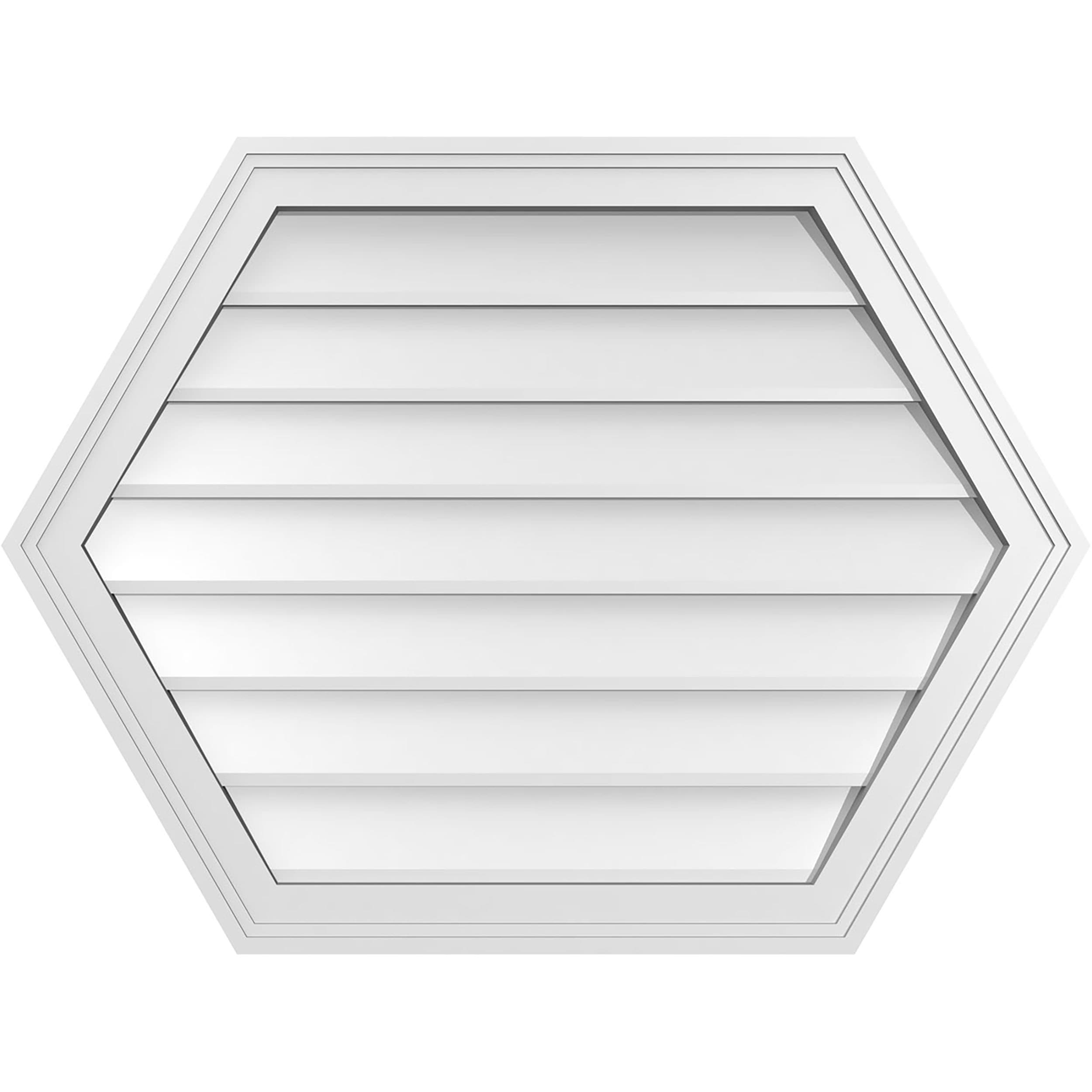 Ekena Millwork GVPHP32X2402SN 32-Inches x 24-Inches Off-white Peaked PVC Gable Louver Vent