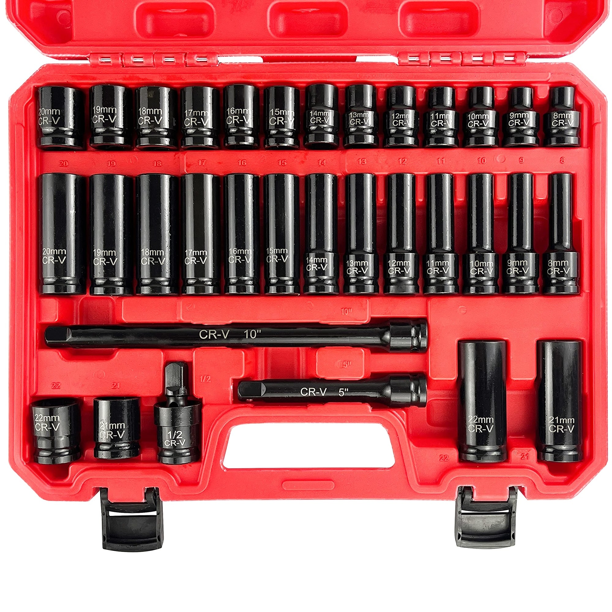 DYRCJ  1 2 Drive Impact Socket Set SAE and Metric Cr V Steel 6 Point Deep Shallow Sockets 30pcs 1 2 Socket Set durable home and garden accessory
