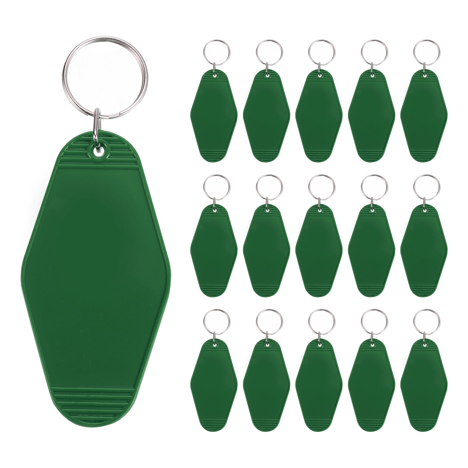 PATIKIL Vintage Motel Keychain 16pcs Blank Hotel Keychains Rhombus Retro Key Tag for DIY Crafts Ornament Backpack Luggage Labels Tags Olive Green
