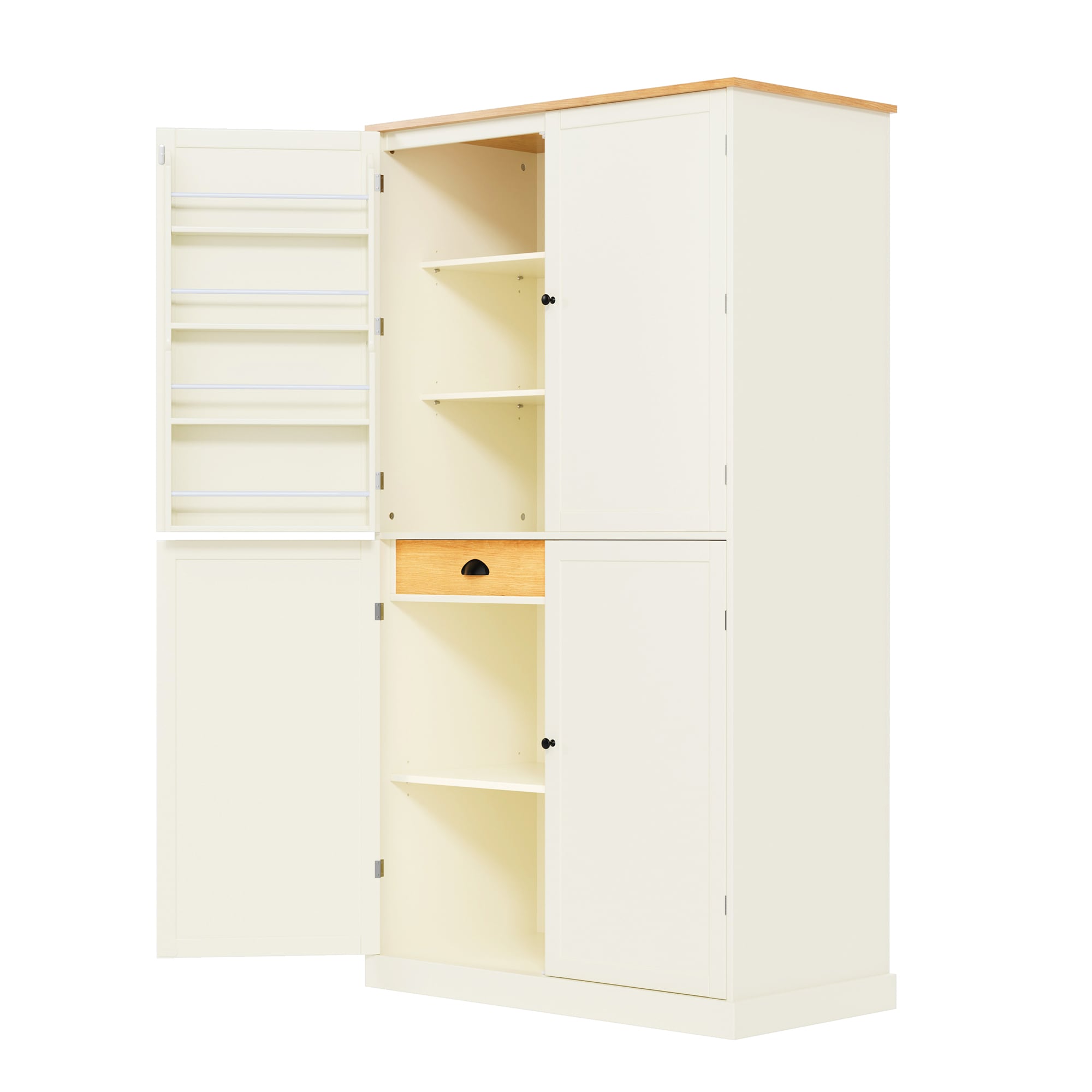 Bybafun YA0100211 Country Cream Pantry with Wine Storage