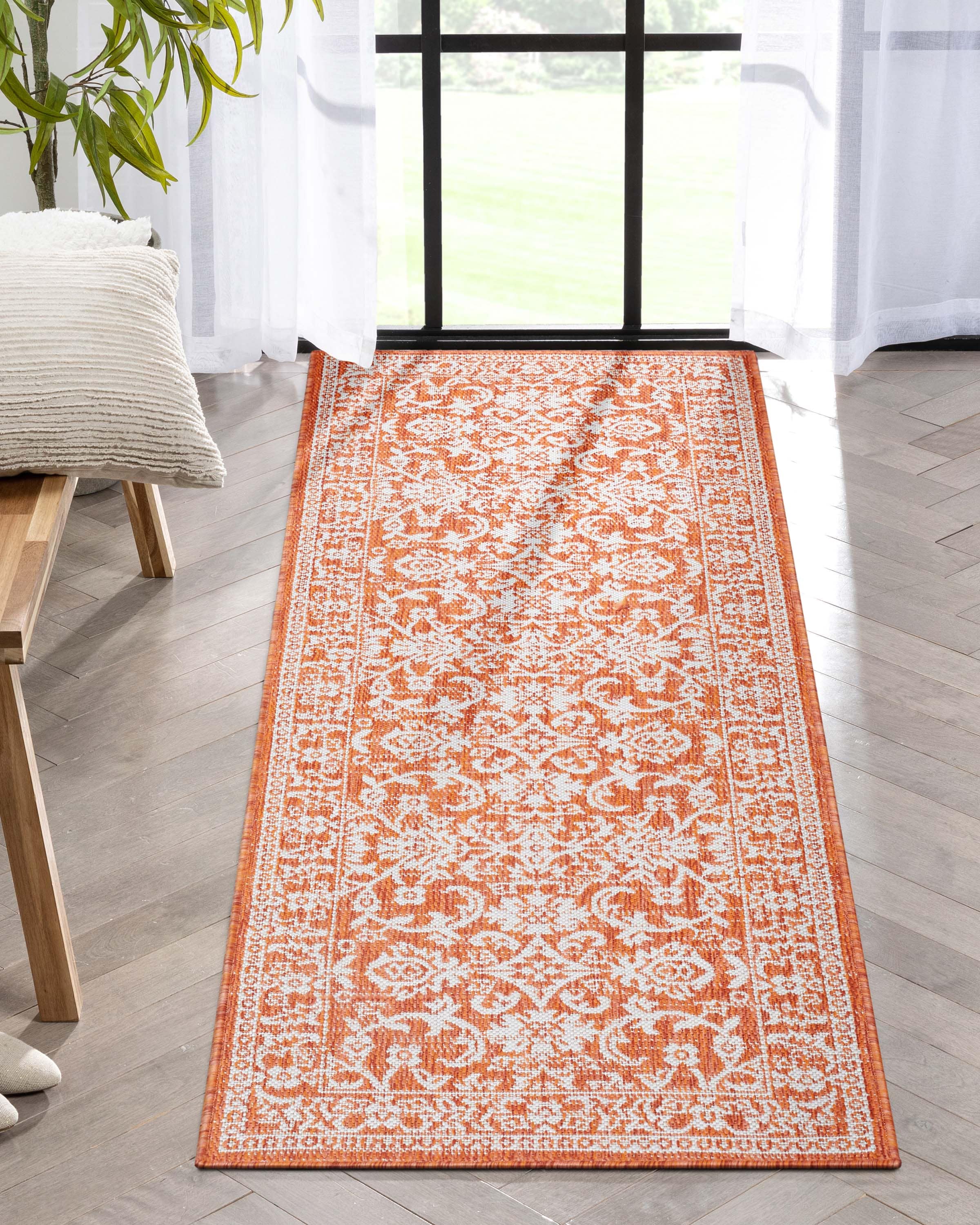 Delphi Persian Oriental Flat Woven Orange Runner Rug 2'3" x 7'3"