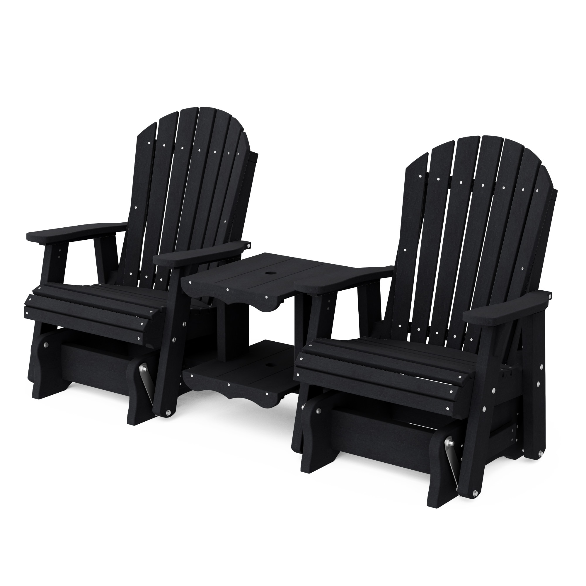 Wildridge LCC-108-BK Heritage Rock-A-Tee 2 -person Black HDPE Outdoor Glider