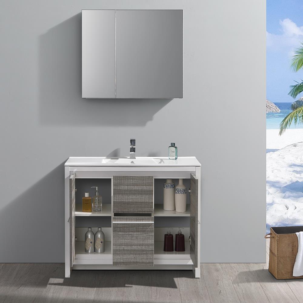 Fresca Allier Rio 40-in Ash Gray Single Sink Bathroom Vanity with White ...