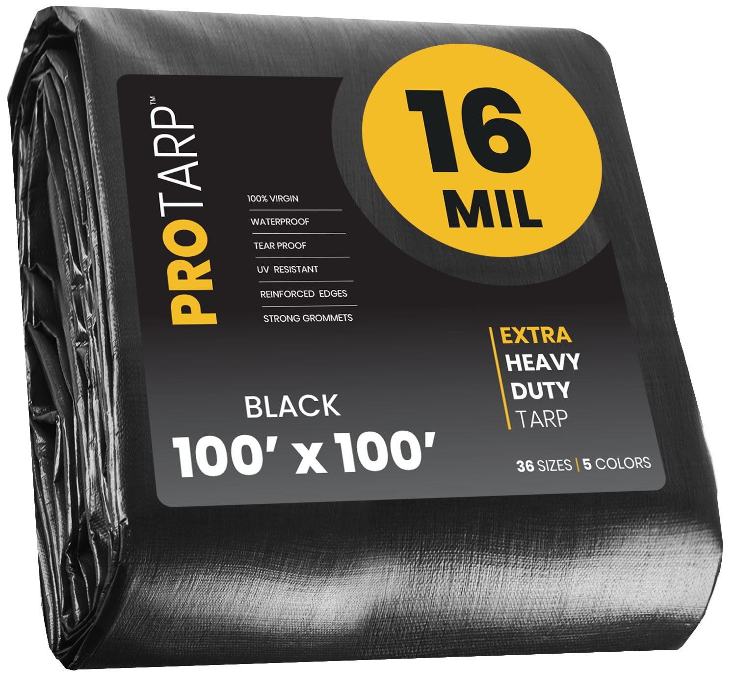 PROTARP PT-106-100X100 100-ft x 100-ft Black Waterproof Commercial Polyethylene 16-mil Tarp