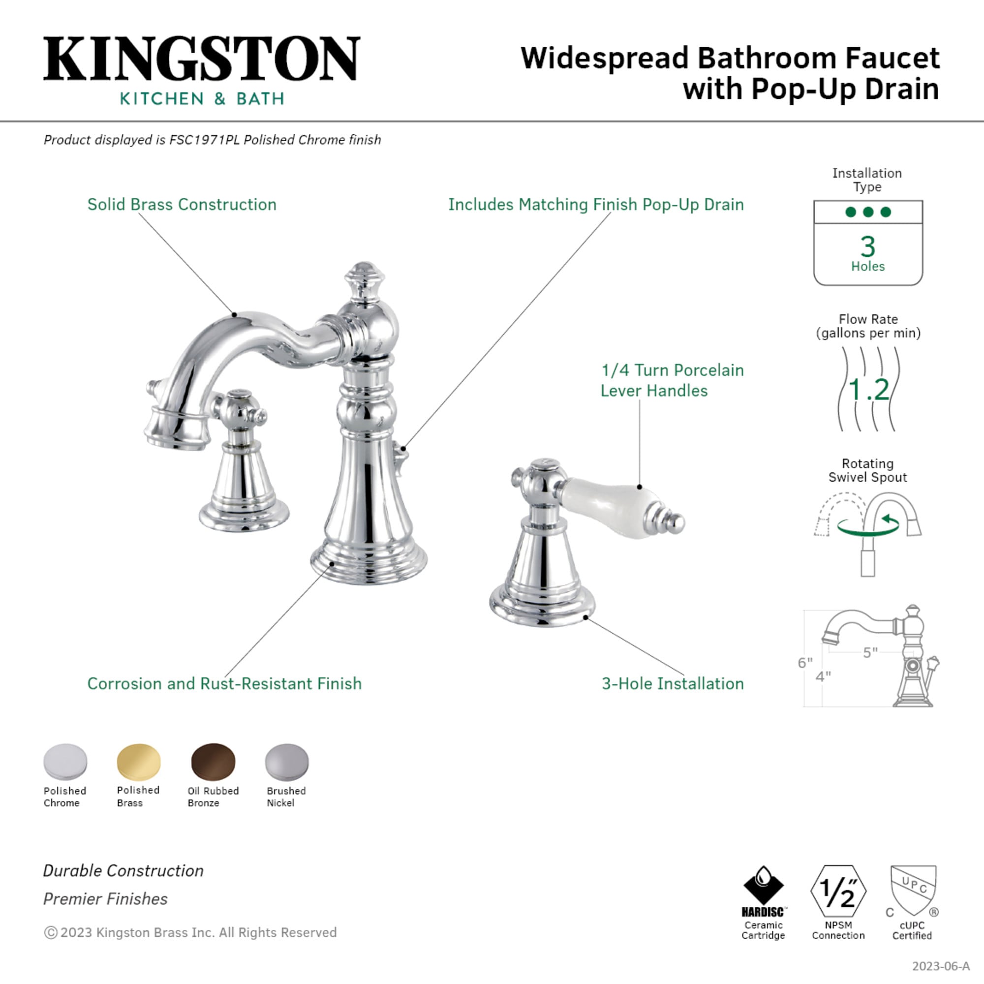 Kingston Brass WLFSC1971PL Lavatory-Faucets - View #3