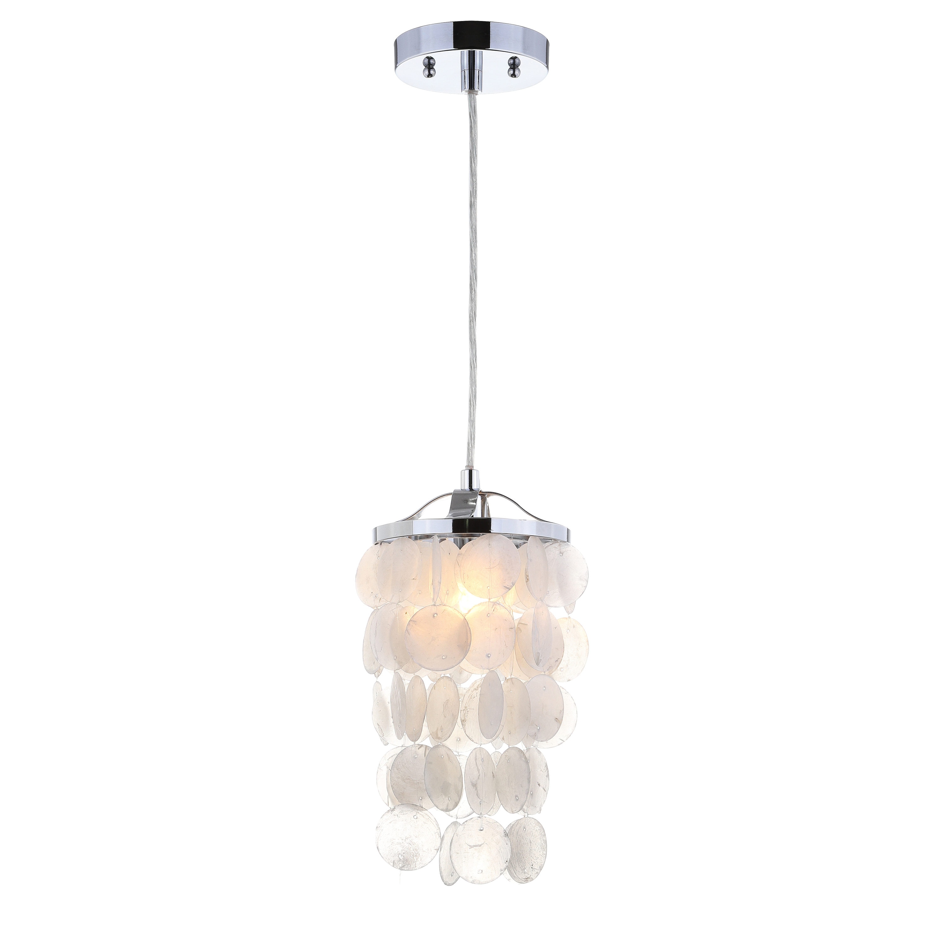 Cayla 7" White Glass LED Drum Pendant Chandelier