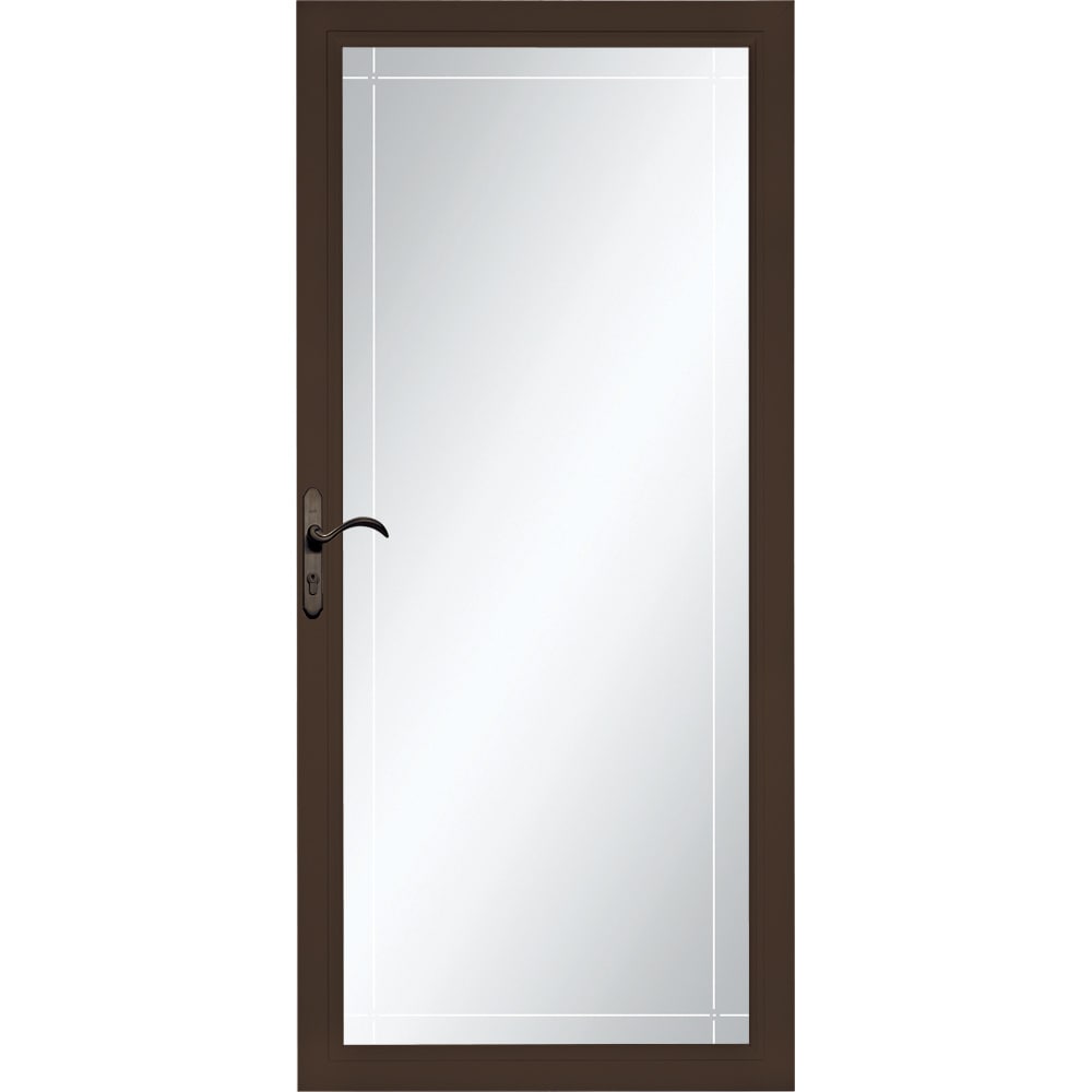 Select 36-in x 81-in Brown Aluminum Storm Door Full-view with Interchangeable Screen Oil-Rubbed Bronze Handle Included | - Pella 6000SB04254