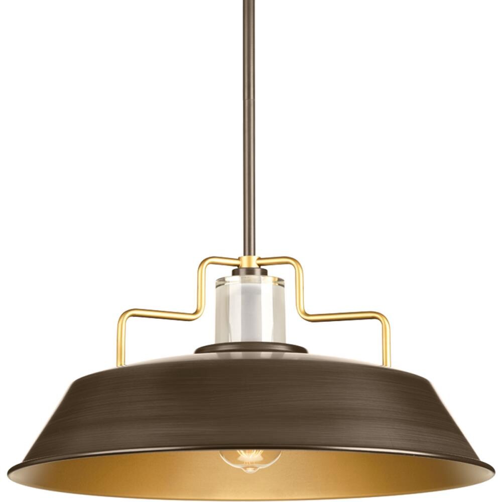 Progress Lighting P500035-020 Archives Antique Bronze Transitional Clear Glass Dome Hanging Pendant Light