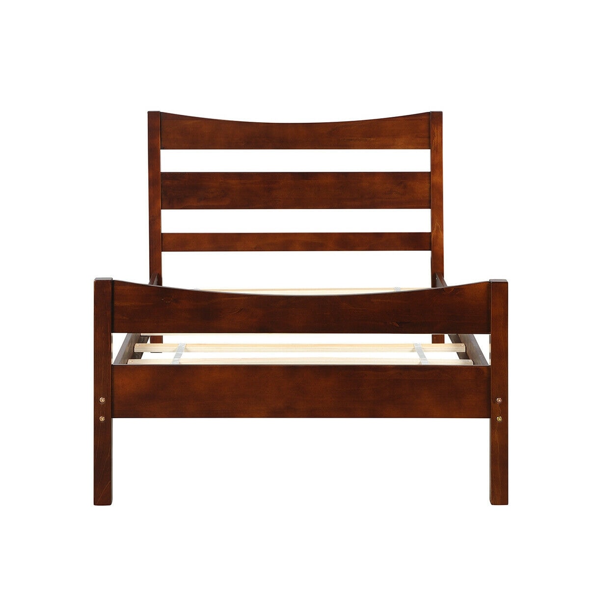 Iseryn DC84314BN Twin Walnut Wood Bed Frame with Headboard