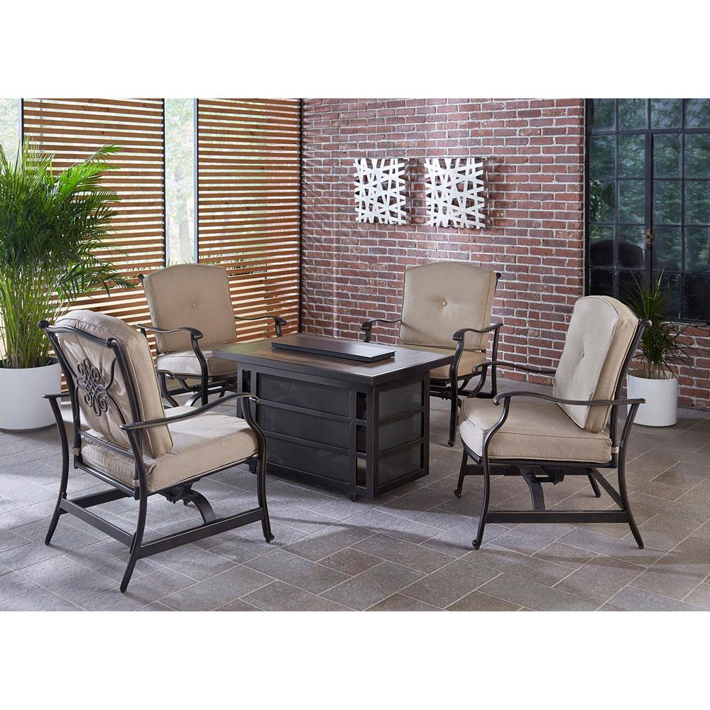 Hanover TRAD5PCRECFP-TAN Patio-Conversation-Sets - View #14
