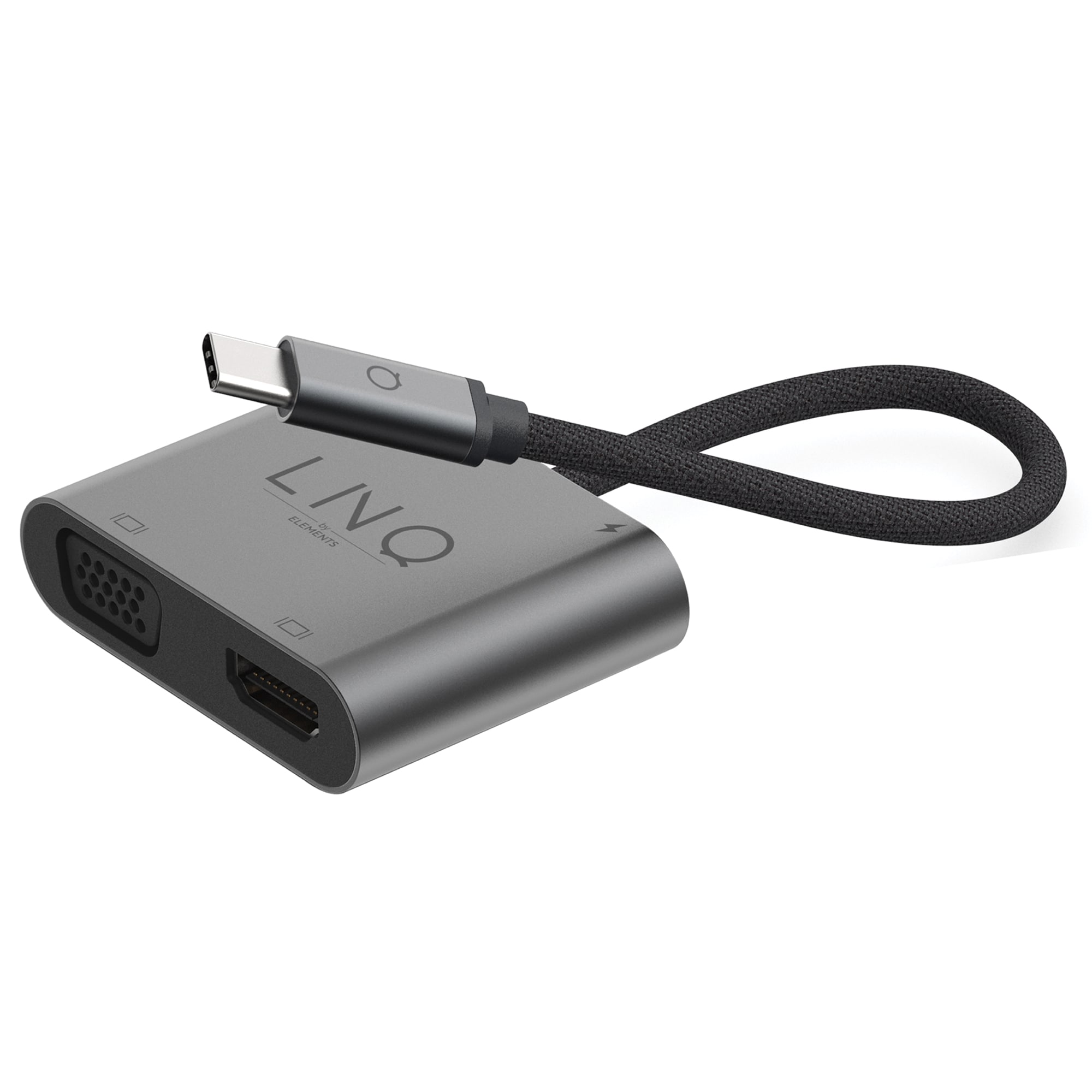 LINQ byELEMENTS TELOLQ48001  4-in-1 4K HDMI Adapter with USB-C, USB-A, and VGA Ports