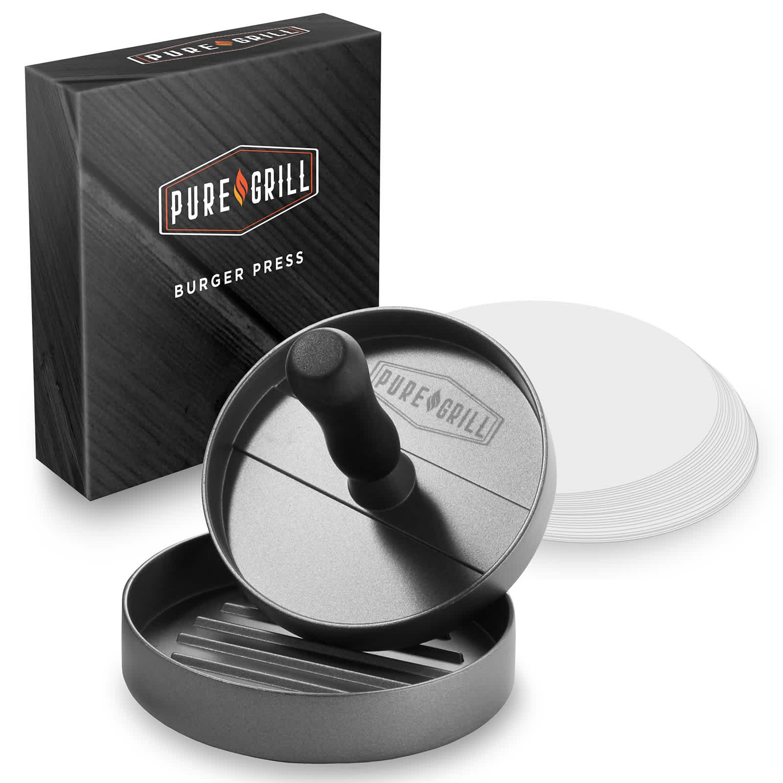 Pure Grill BBQ-TL-BP21 Aluminum BBQ Patty Maker with 100 Wax Papers
