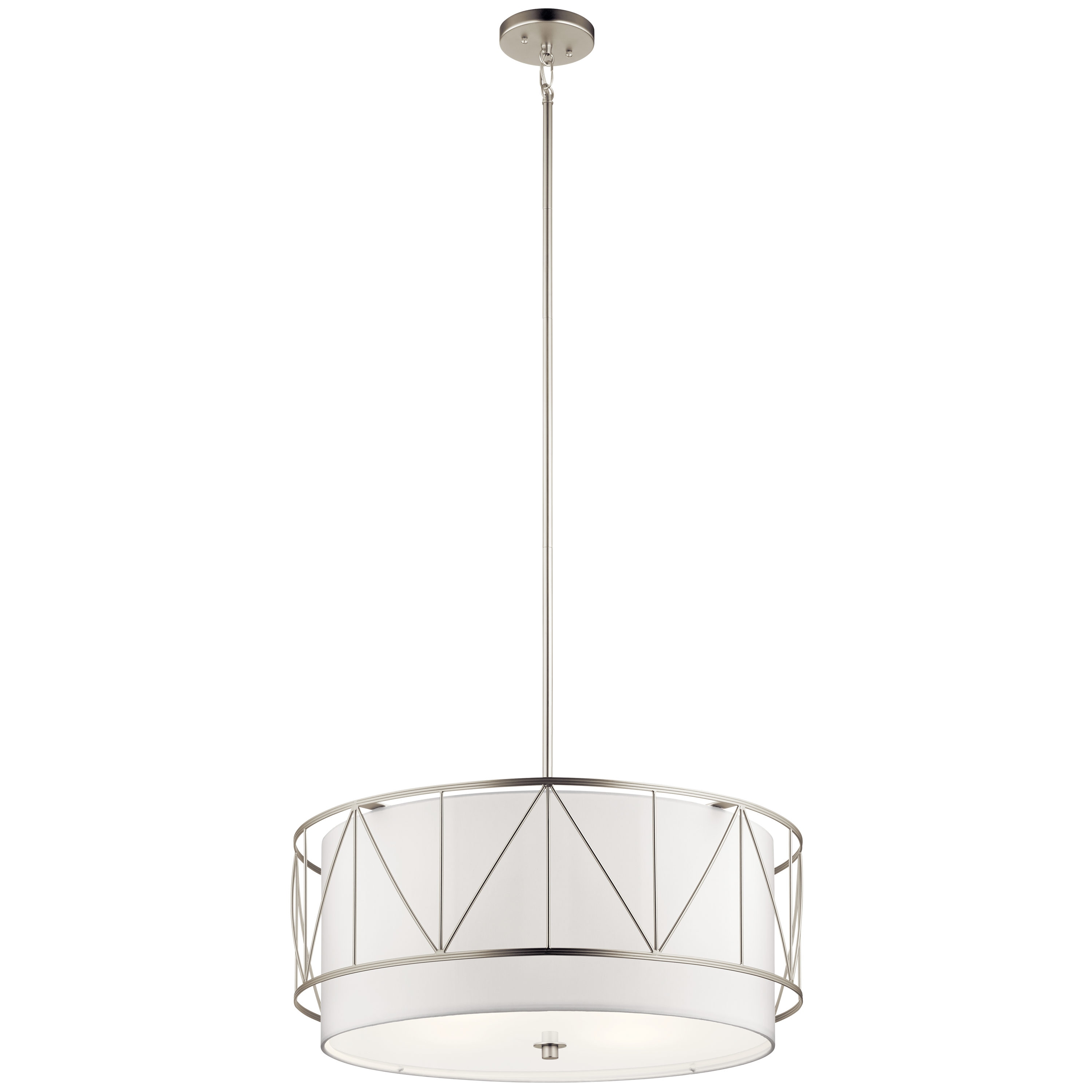 Kichler 52072SN Birkleigh 4 -Light Satin Nickel Transitional Drum Large Hanging Pendant light